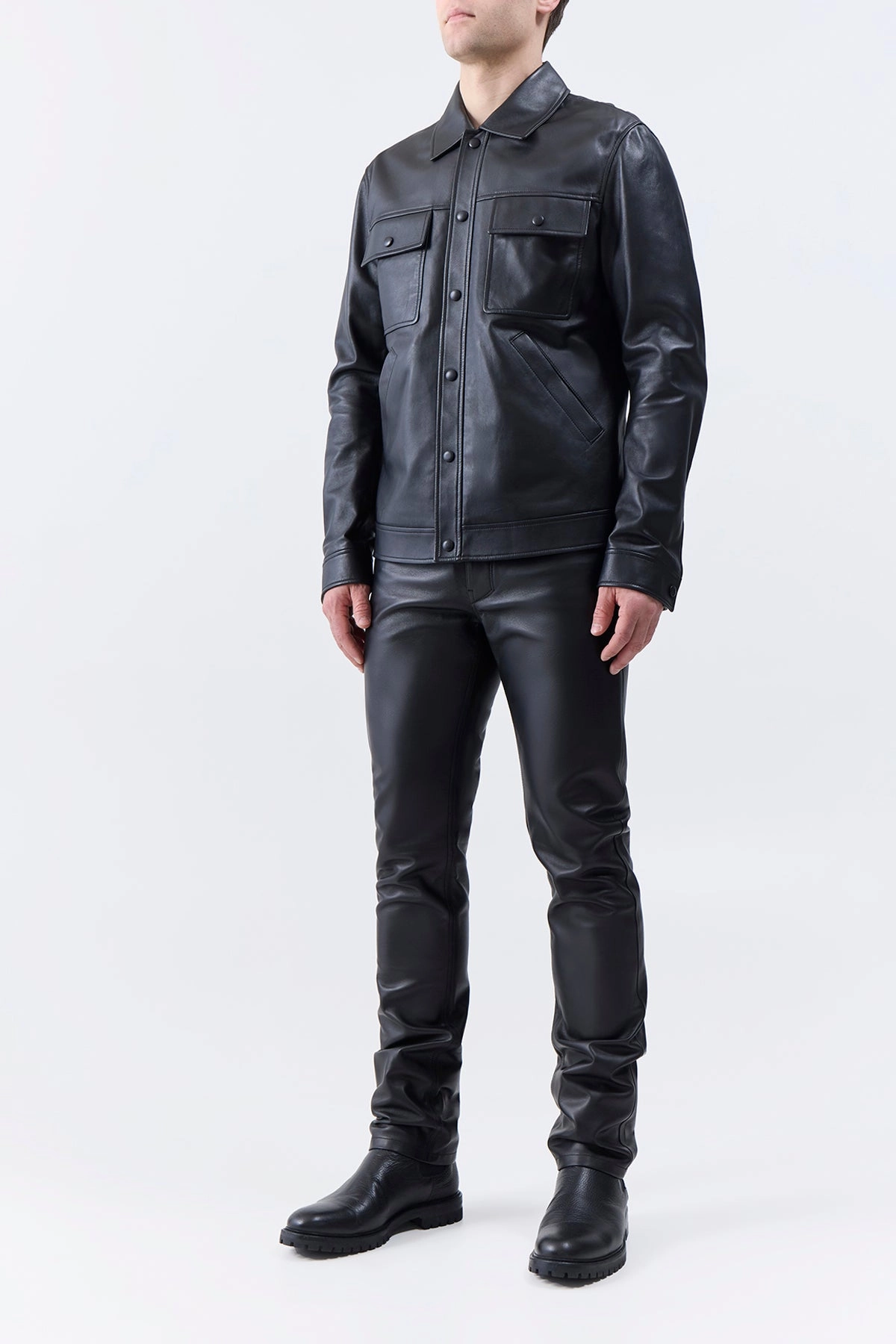 Levy Jacket in Black Nappa Leather Practical Protection