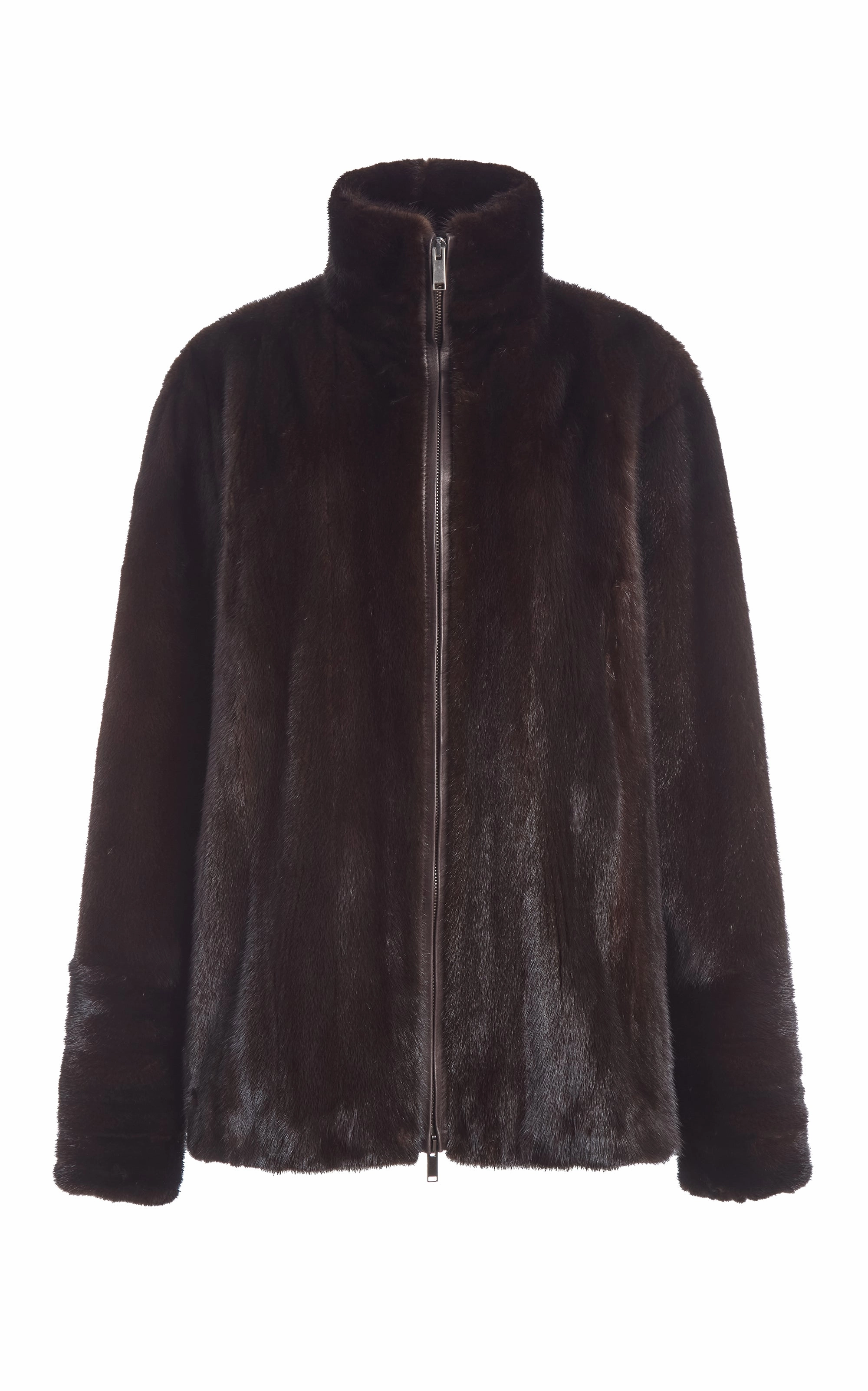 Relaxed Motion Windproof Protection Aristede Jacket in Dark Chocolate Recycled Mink Fur