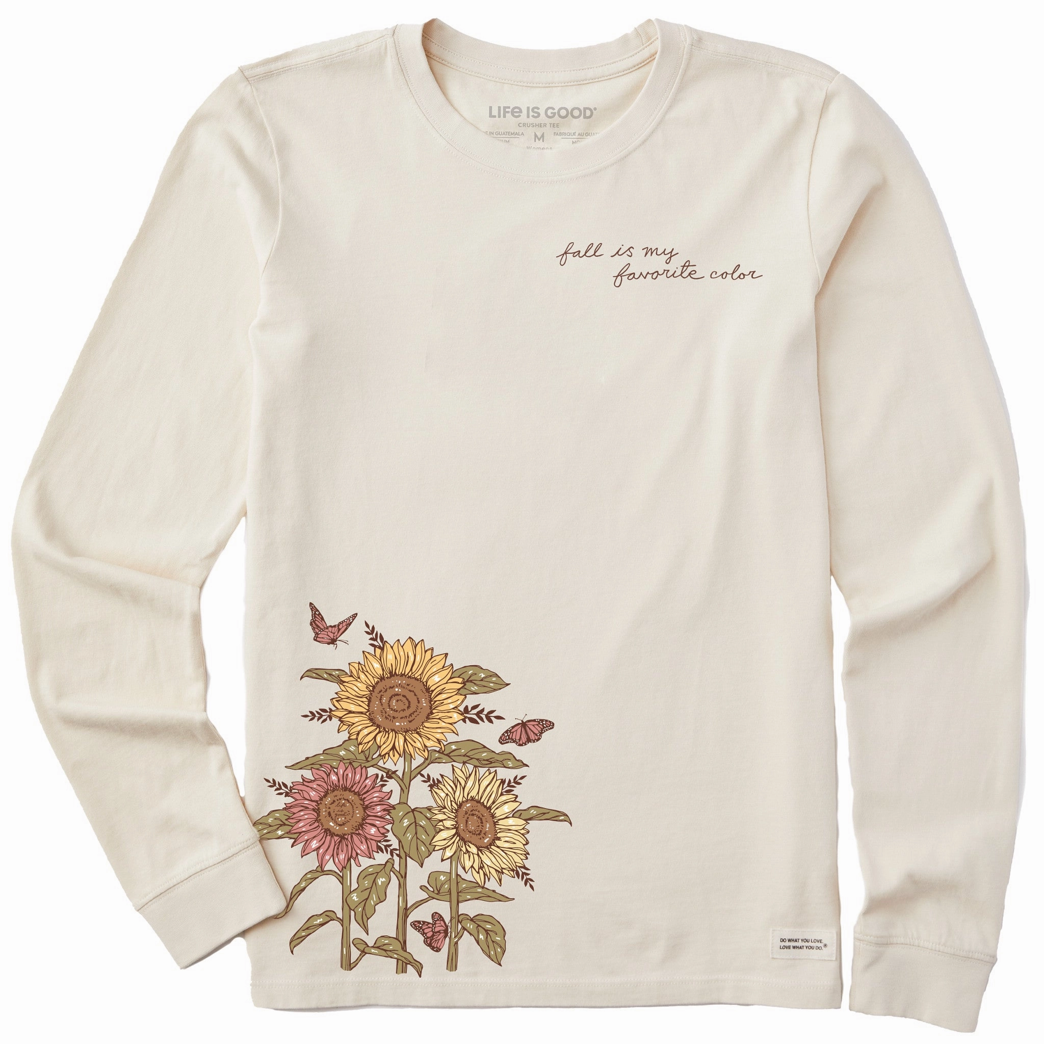 Ethically Sourced Cotton Women's Fall is my Favorite Sunflower Long Sleeve Crusher Tee