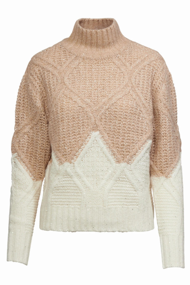 Layered Fashion Two-Tone Diamond Sweater
