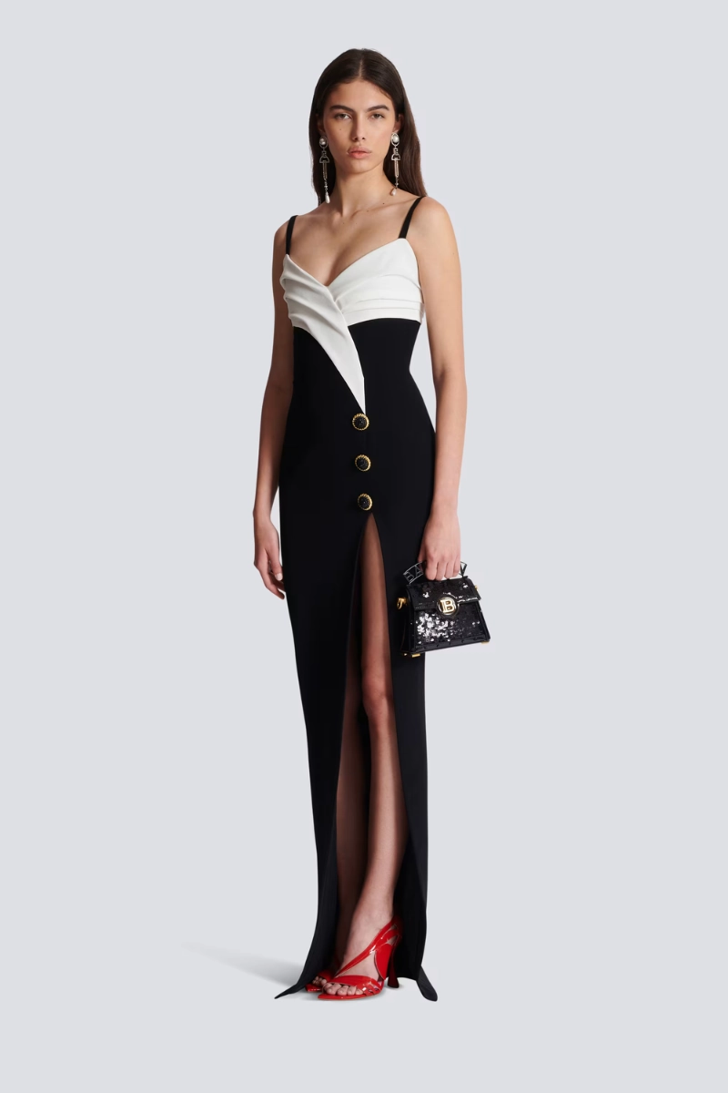 Two-Tone Long Dress Minimalist feel Polished Tailoring