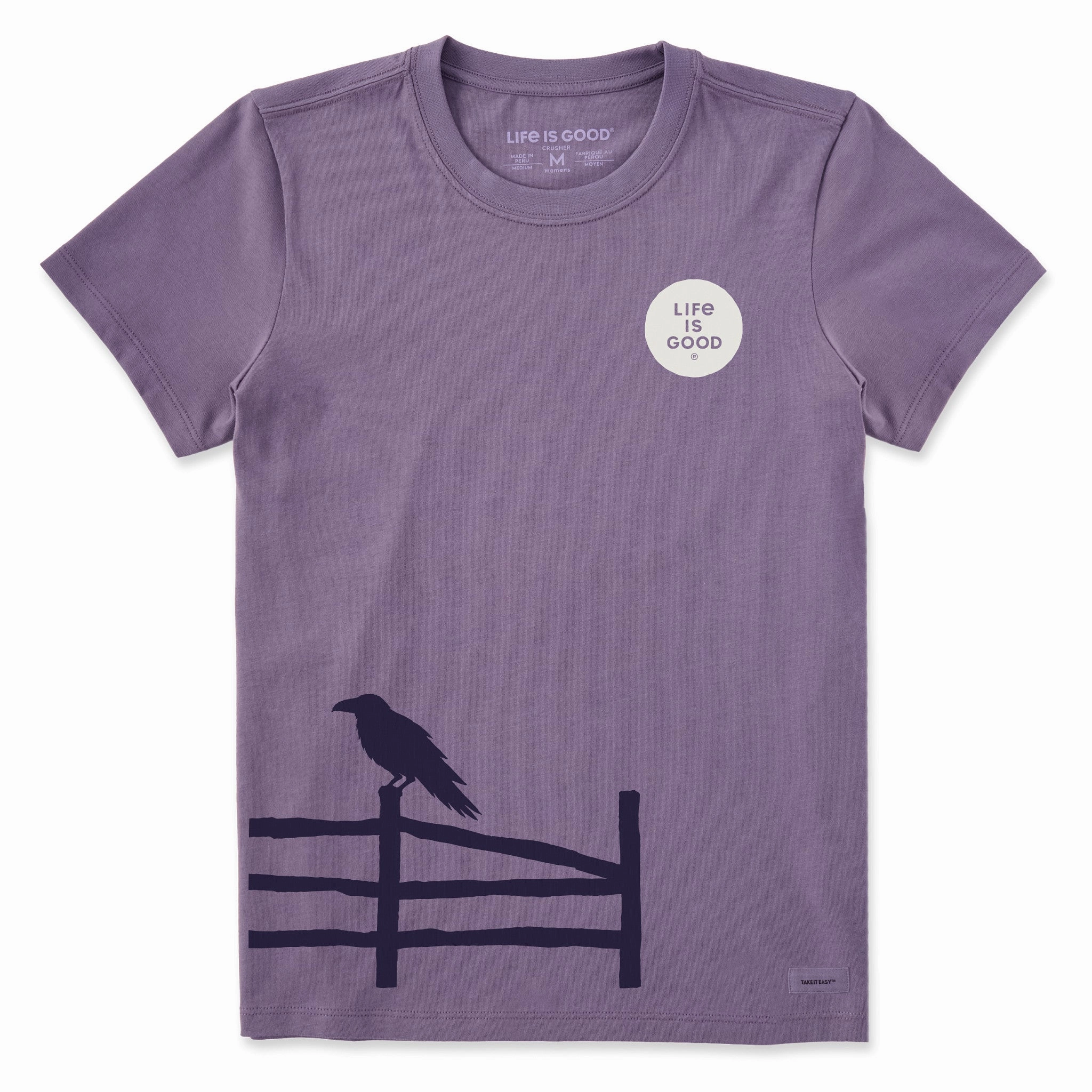 Women's Raven on a Fence Short Sleeve Crusher Tee Modern Layer