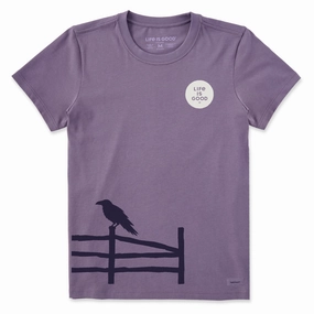 Women's Raven on a Fence Short Sleeve Crusher Tee Modern Layer