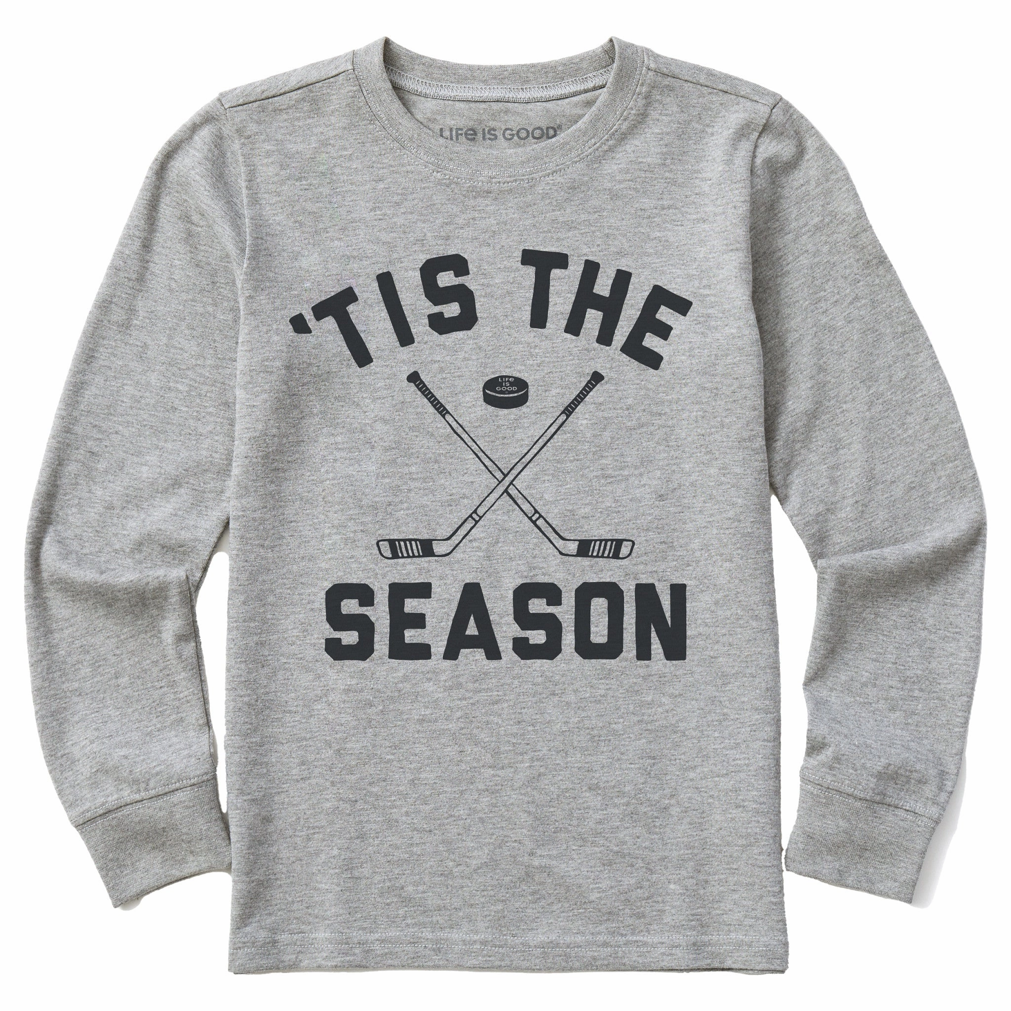 Kids Tis the Season Hockey Long Sleeve Crusher Tee Trendy Top Minimalist Wear