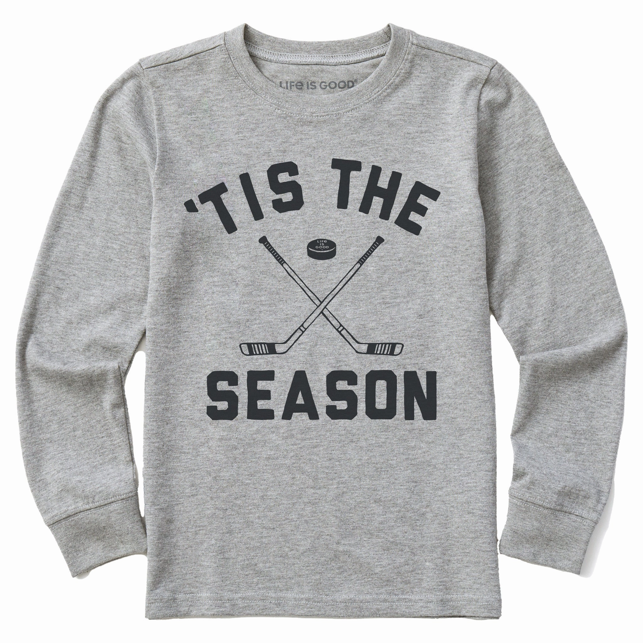 Casual Fashion Kids Tis the Season Hockey Long Sleeve Crusher Tee