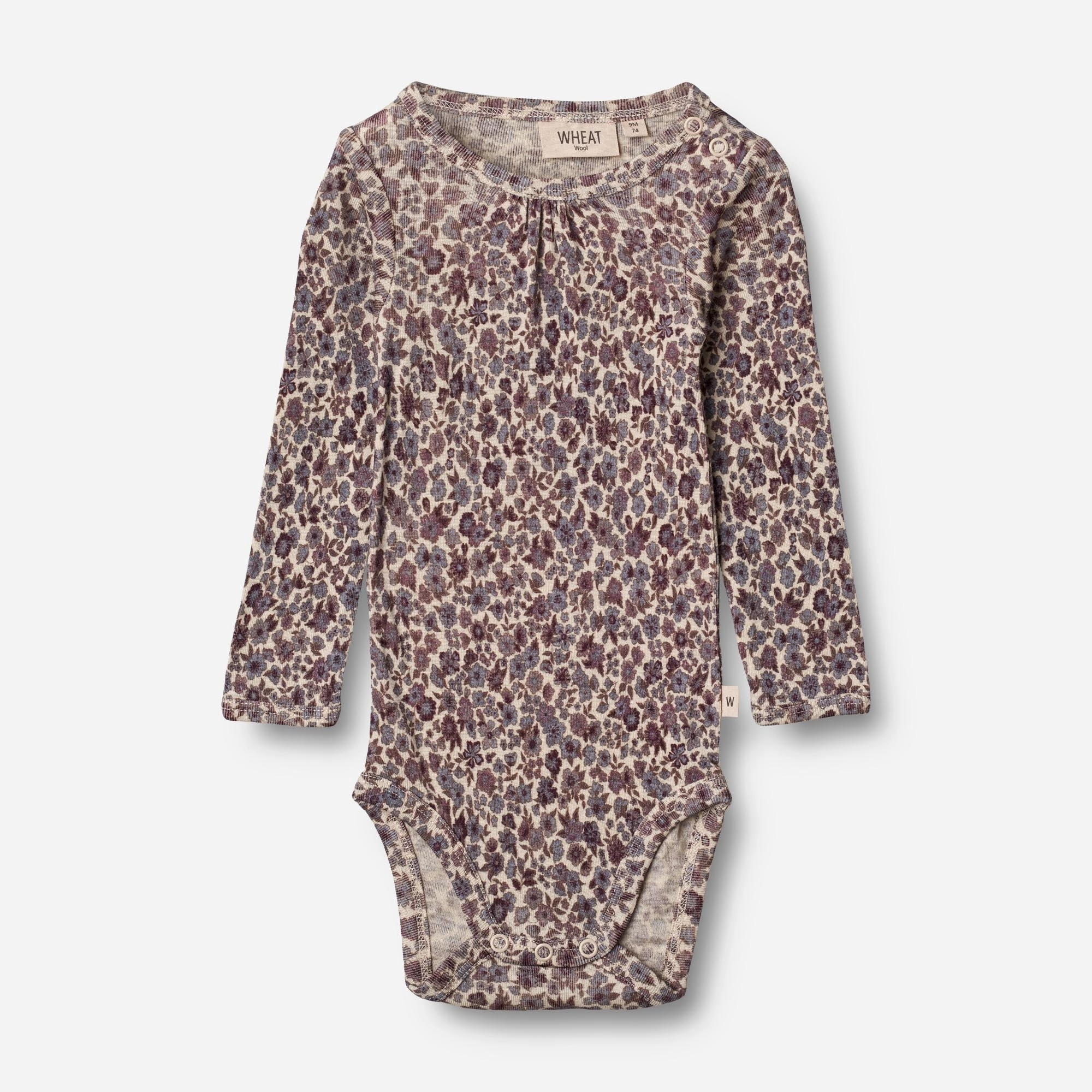 Body Gatherings Wool LS | Baby - purple flowers Modern Basic Off-Duty Fit