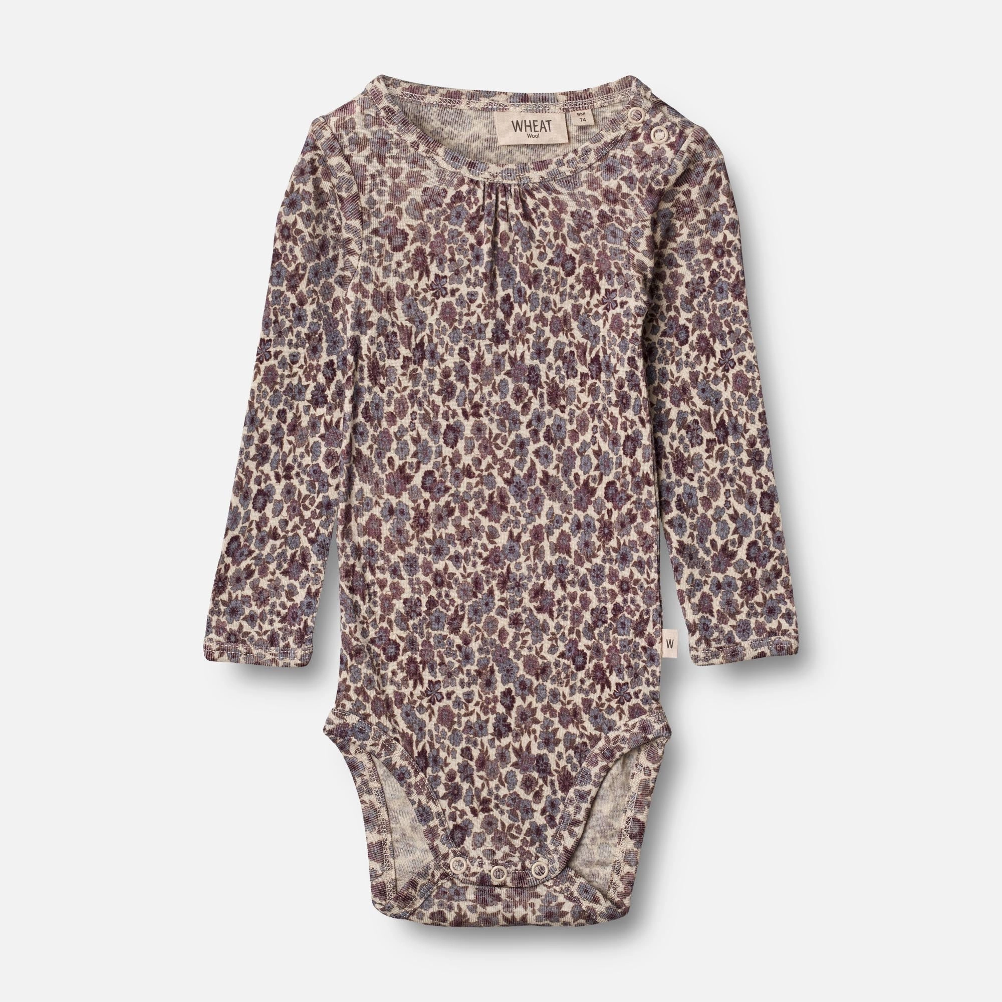 Body Gatherings Wool LS | Baby - purple flowers StretchWeave Fabric Lightweight Weave
