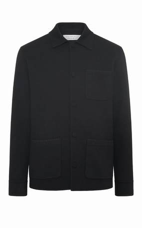 Ulu Chore Jacket in Black Double-Face Recycled Cashmere Socks