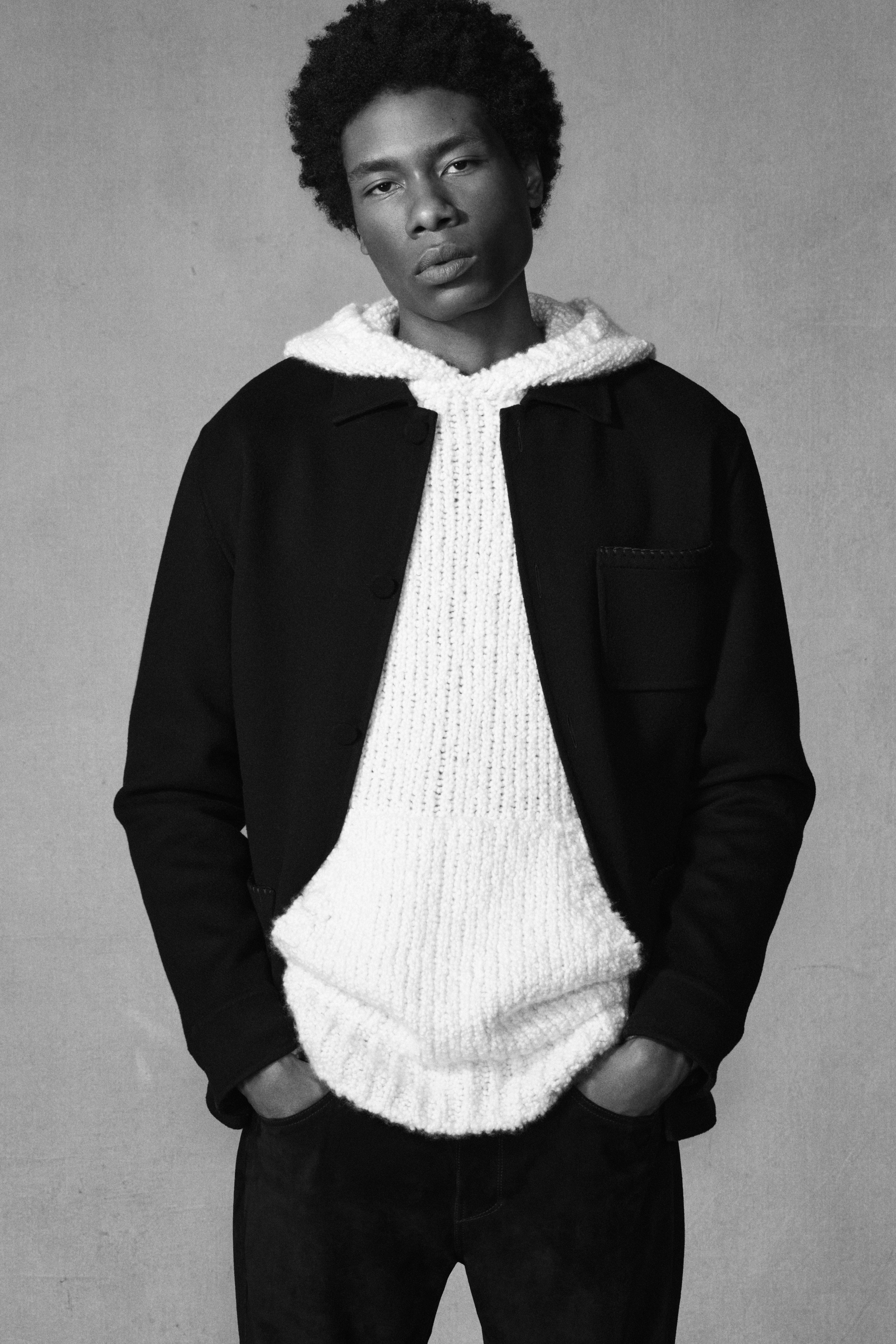 Ulu Chore Jacket in Black Double-Face Recycled Cashmere clearance