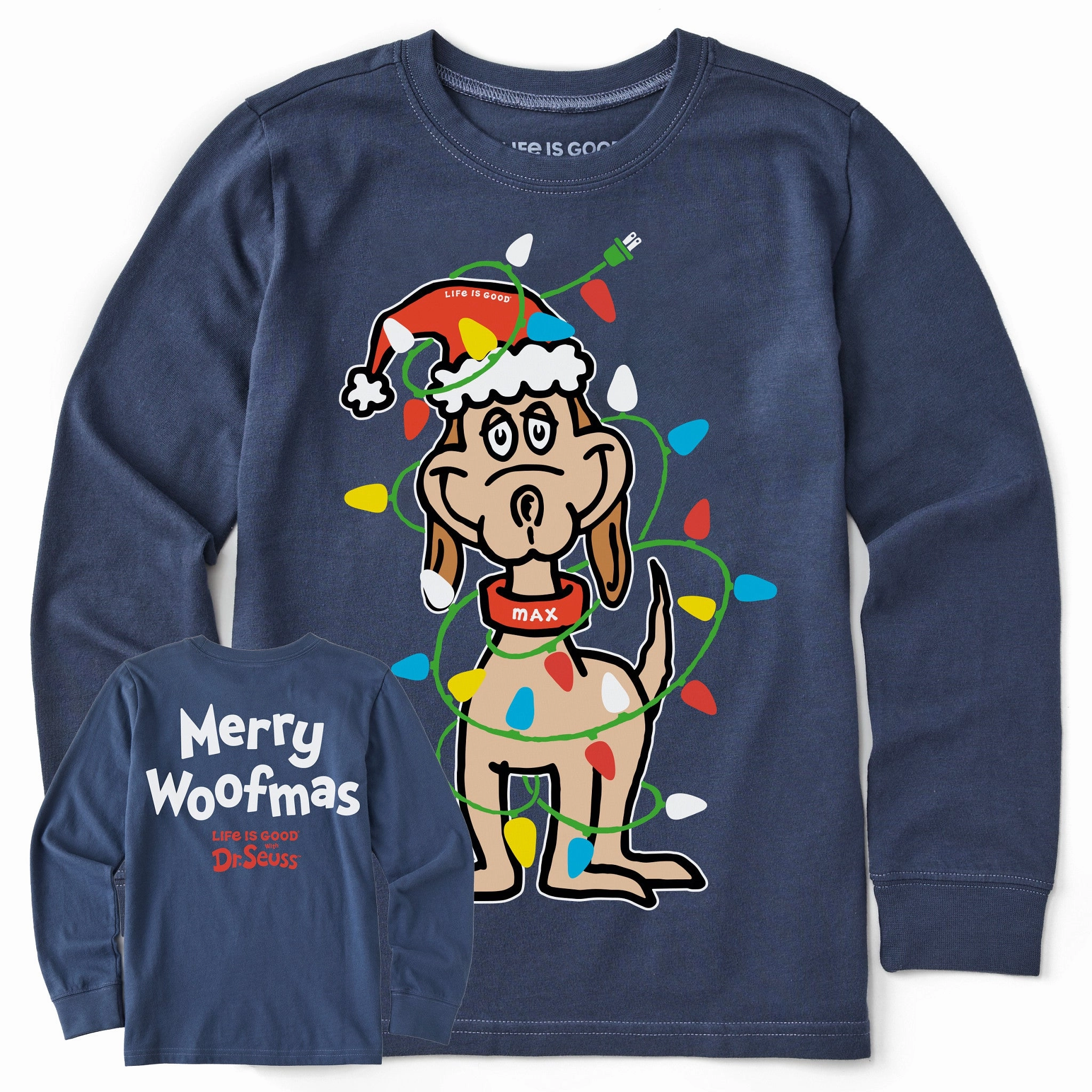Kids Max Merry Woofmas Long Sleeve Crusher Tee Versatile Style Trend Urban Smart