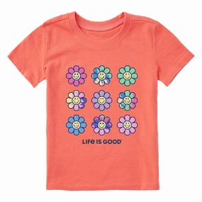 Toddler Tie Dye Smile Daisies Short Sleeve Crusher Tee Active Outfit Style