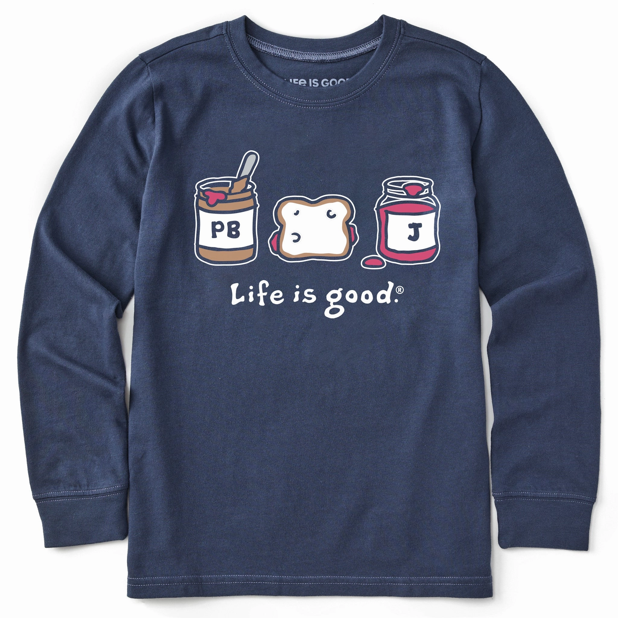 Kids Peanut Butter and Jelly Long Sleeve Crusher Tee Perfect Design