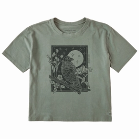 Comfortable Shape Laser Cut Edges Women's Raven Moonlight Short Sleeve Crusher Boxy Tee