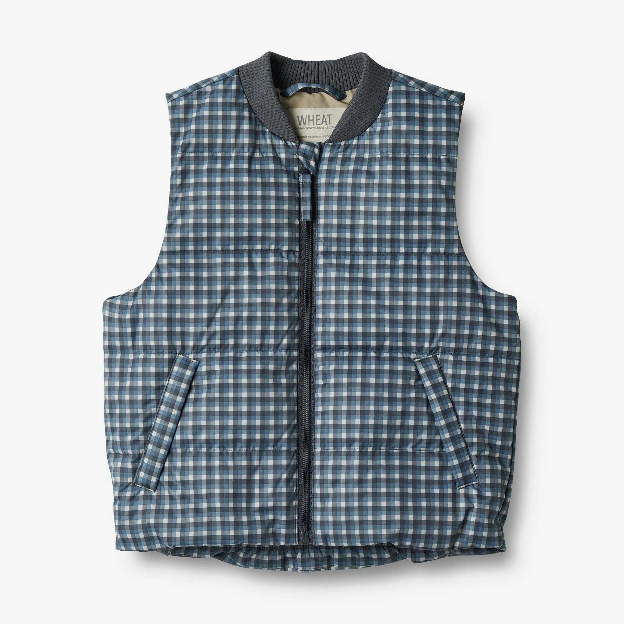 Summer Puffer Waistcoat Andre - blue check Support Thermoregulating Insulation