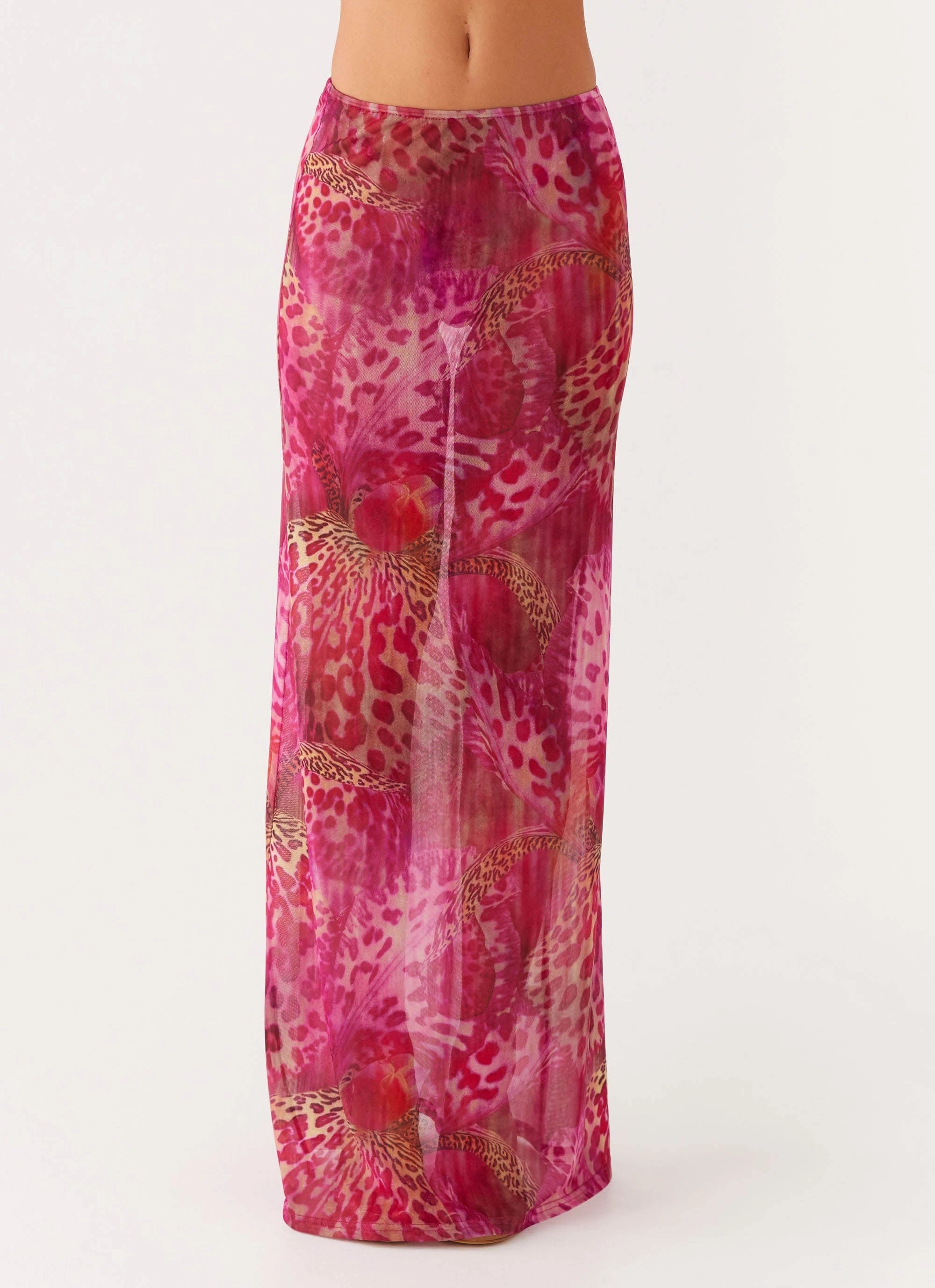 Performance Fashion Geometric Print Camellia Maxi Skirt - Lavender Lagoon