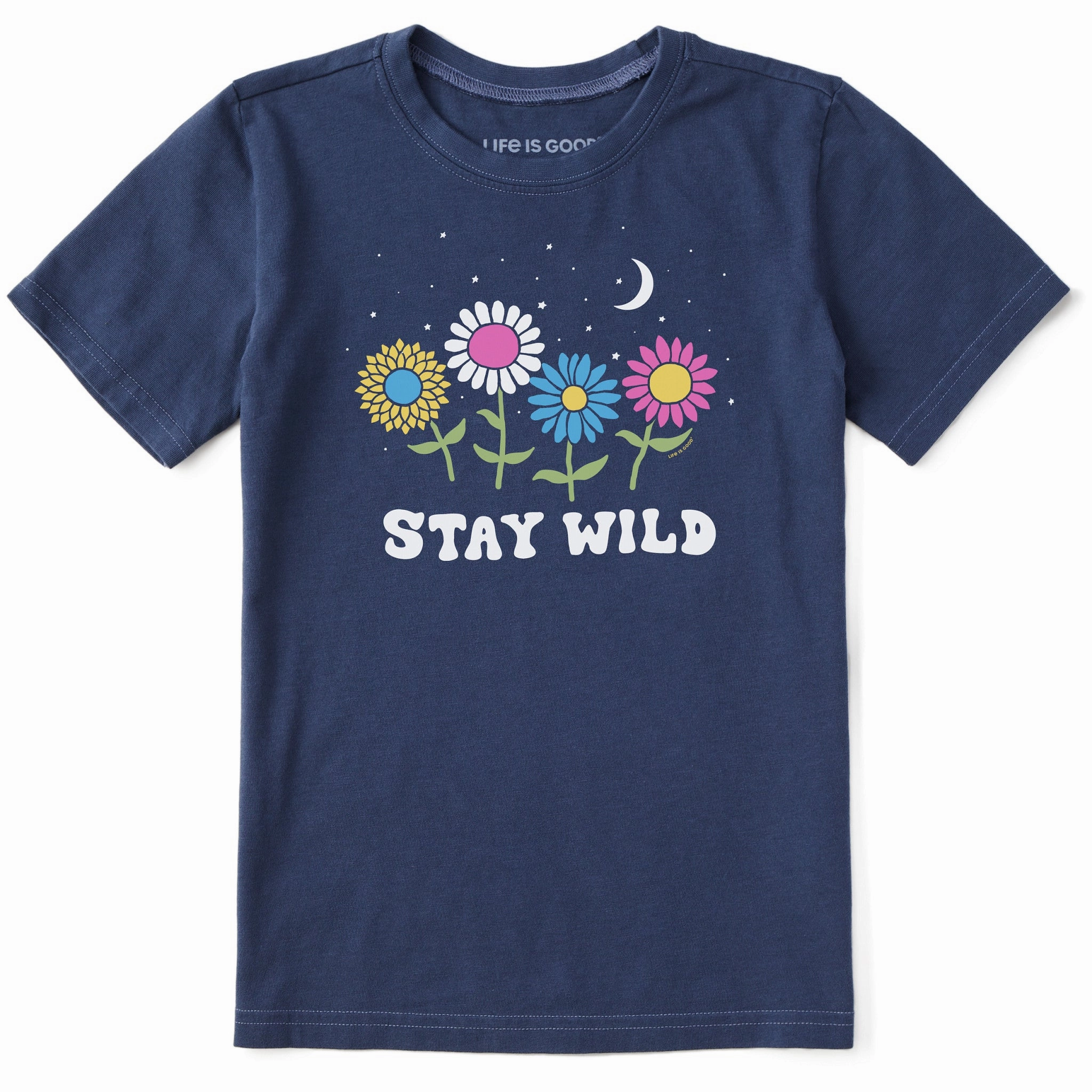 Kids Stay Wild Night Flowers Short Sleeve Crusher Tee MinimalistDesign