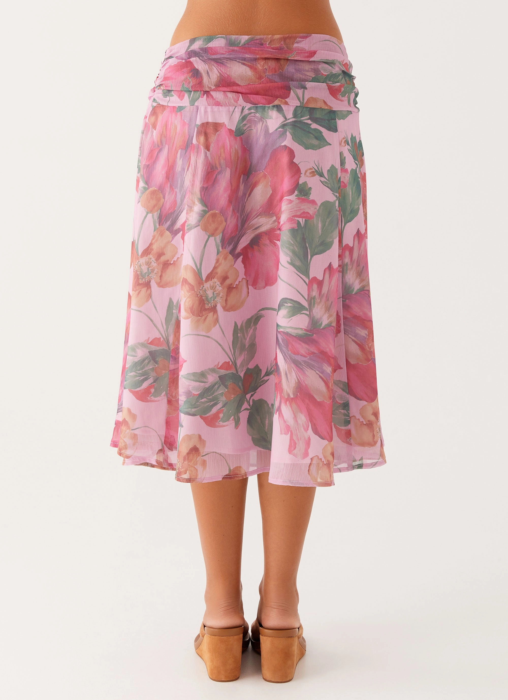 Valley Midi Skirt - Pink Floral Comfortable Feel