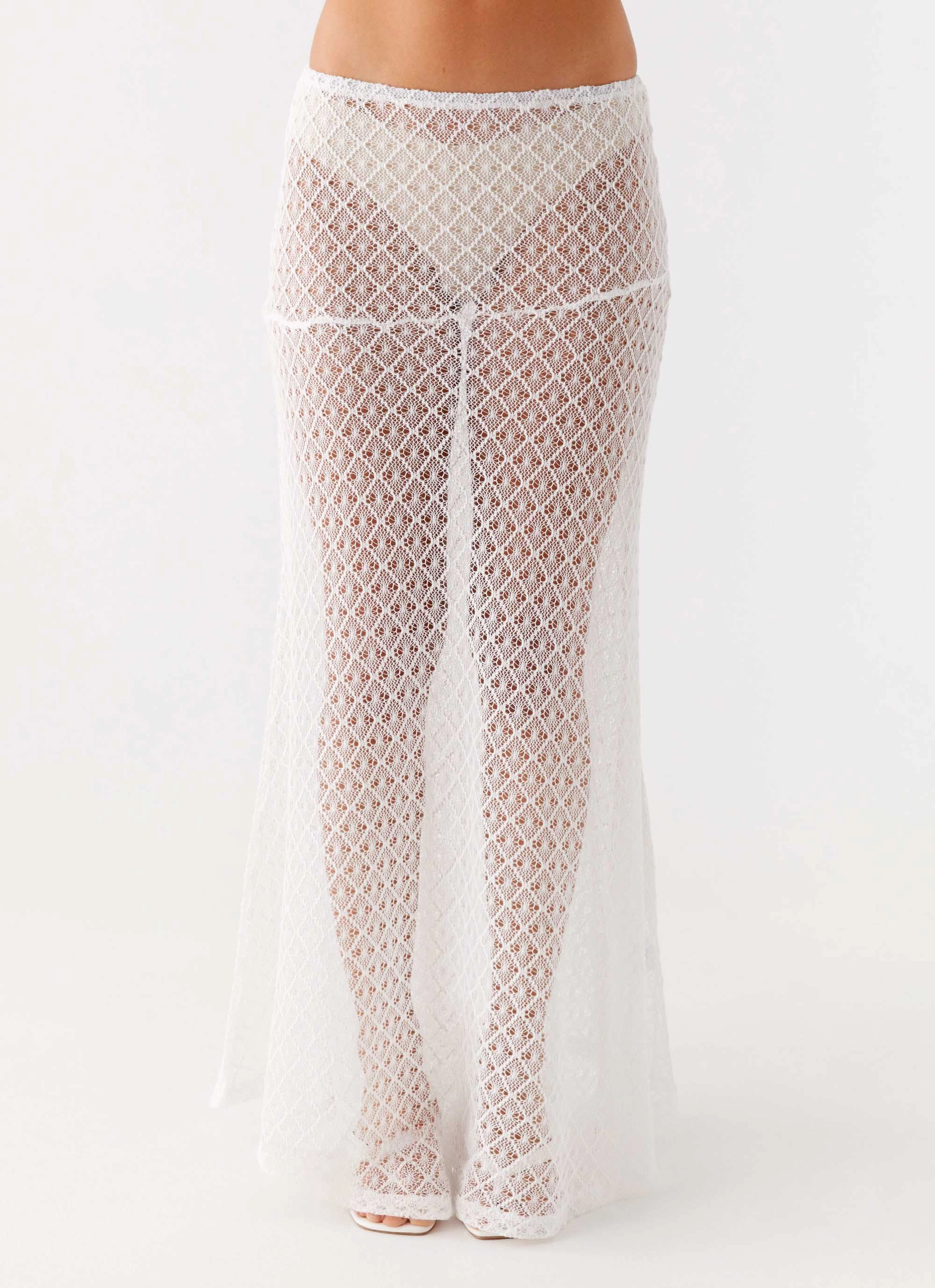 Iconic Style Velli Crochet Maxi Skirt - White