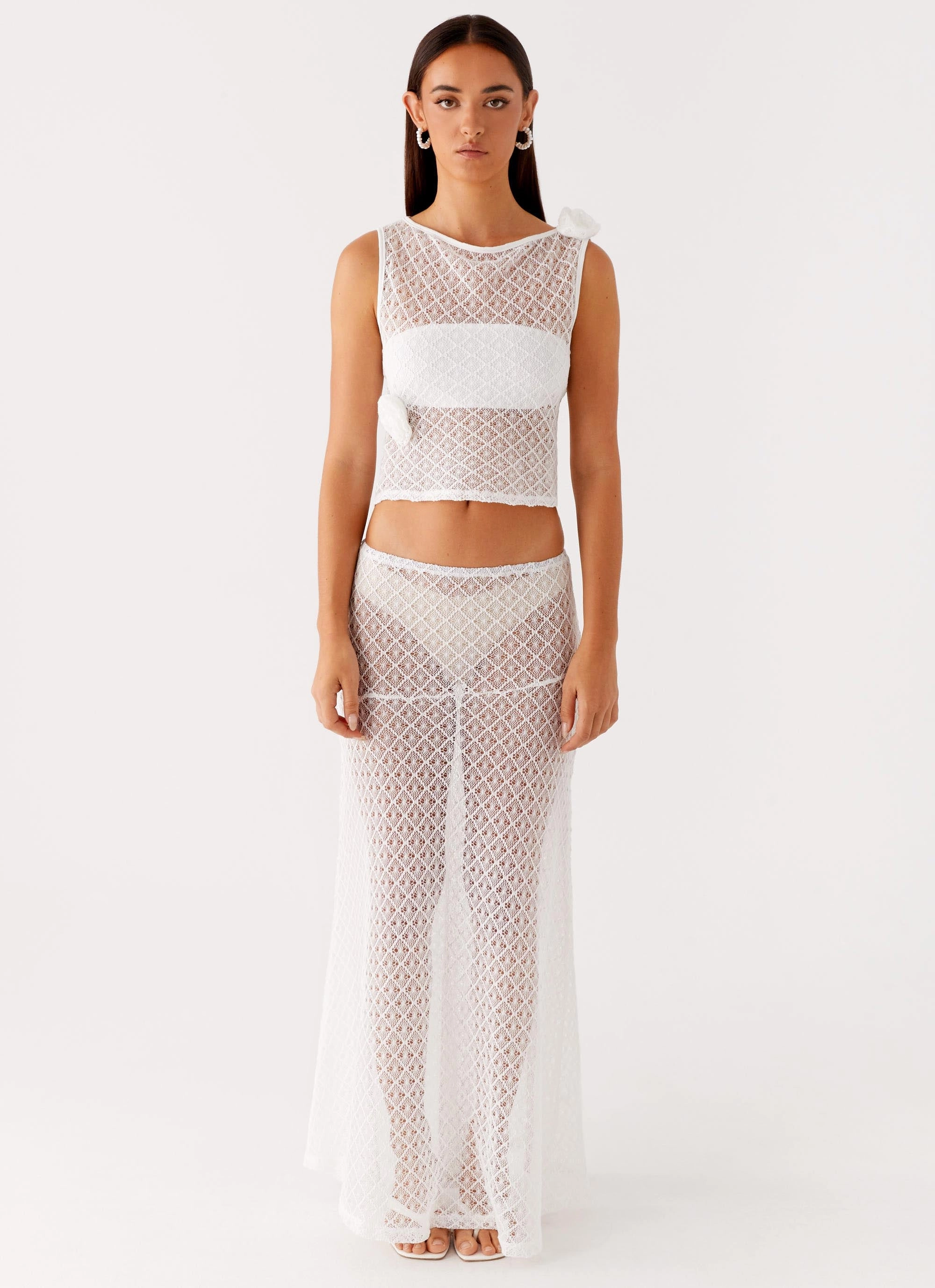 Modest Wear Velli Crochet Maxi Skirt - White