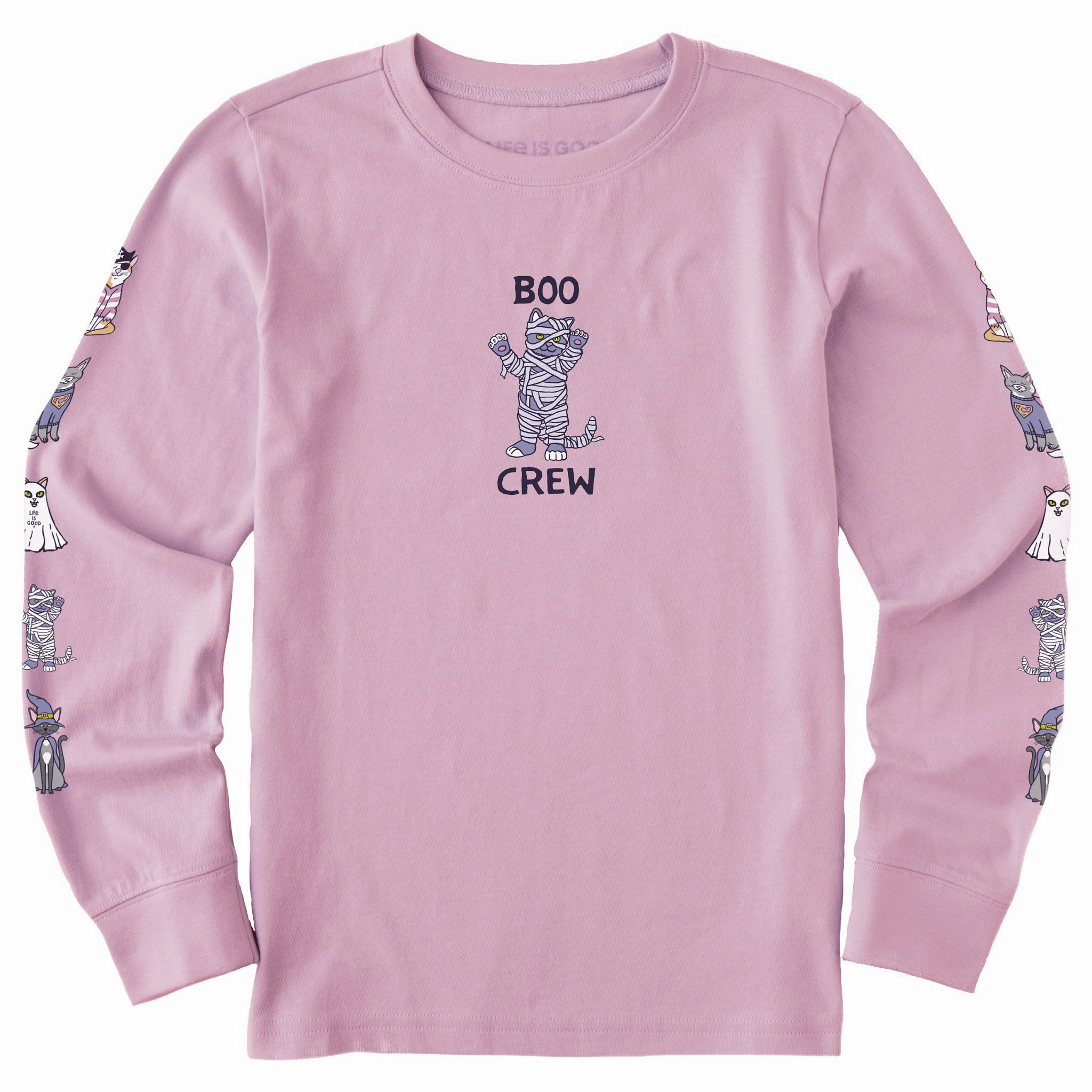 Cozy Essentials Versatile Layer Kids Boo Crew Cats Long Sleeve Crusher Tee