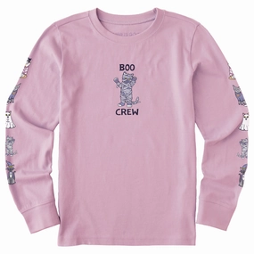 Bohemian style BioBased Fibers Kids Boo Crew Cats Long Sleeve Crusher Tee
