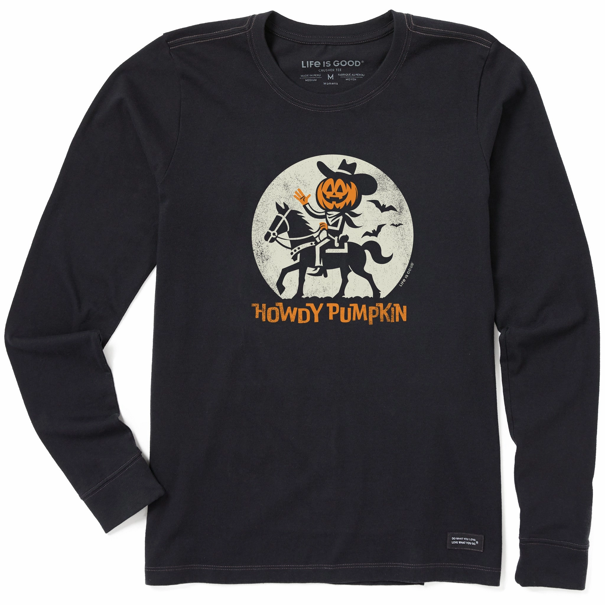 Women's Howdy Pumpkin Long Sleeve Crusher Tee High Quality Printing