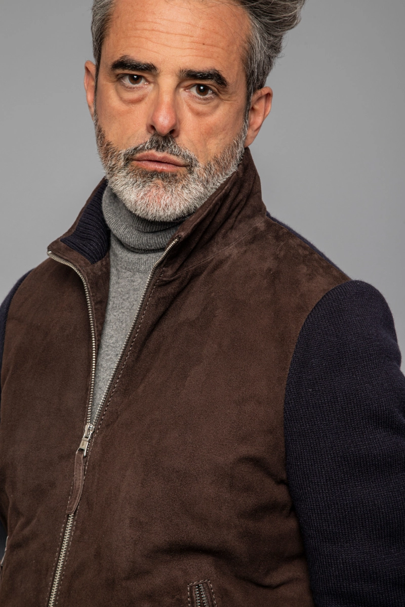 Francis Knit Leather Jacket Relaxed Motion