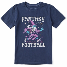 Weekend Comfort Kids Fantasy Football Rushing Wizard Short Sleeve Crusher Tee