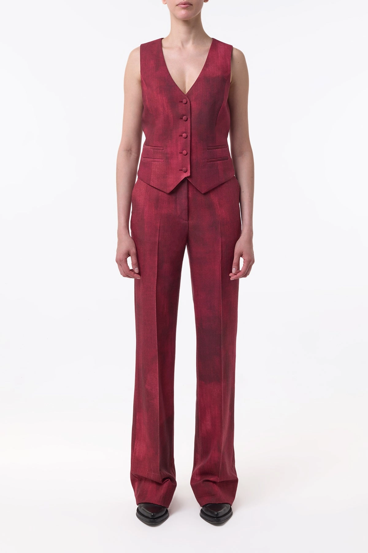 Vesta Flare Pant in Bordeaux Virgin Wool Smart Wearable