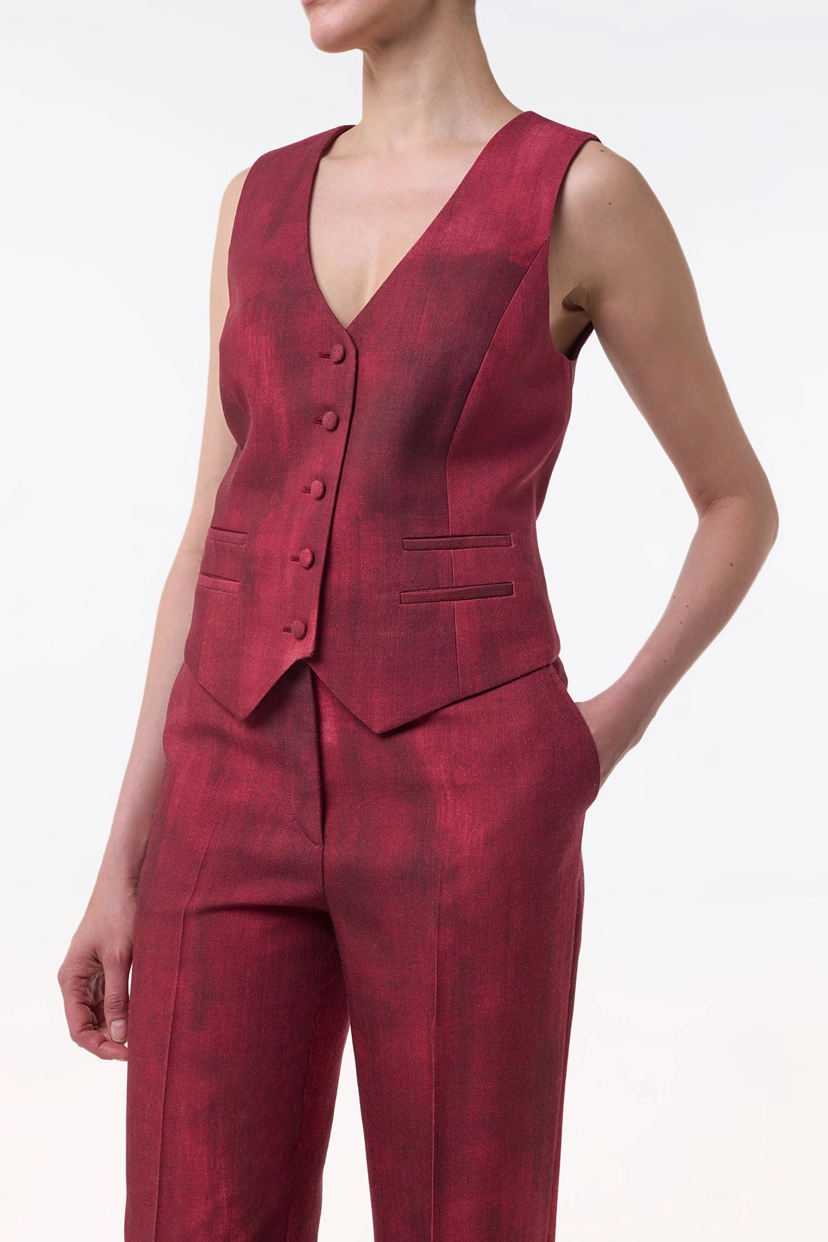 Vesta Flare Pant in Bordeaux Virgin Wool Business Casual Comfort