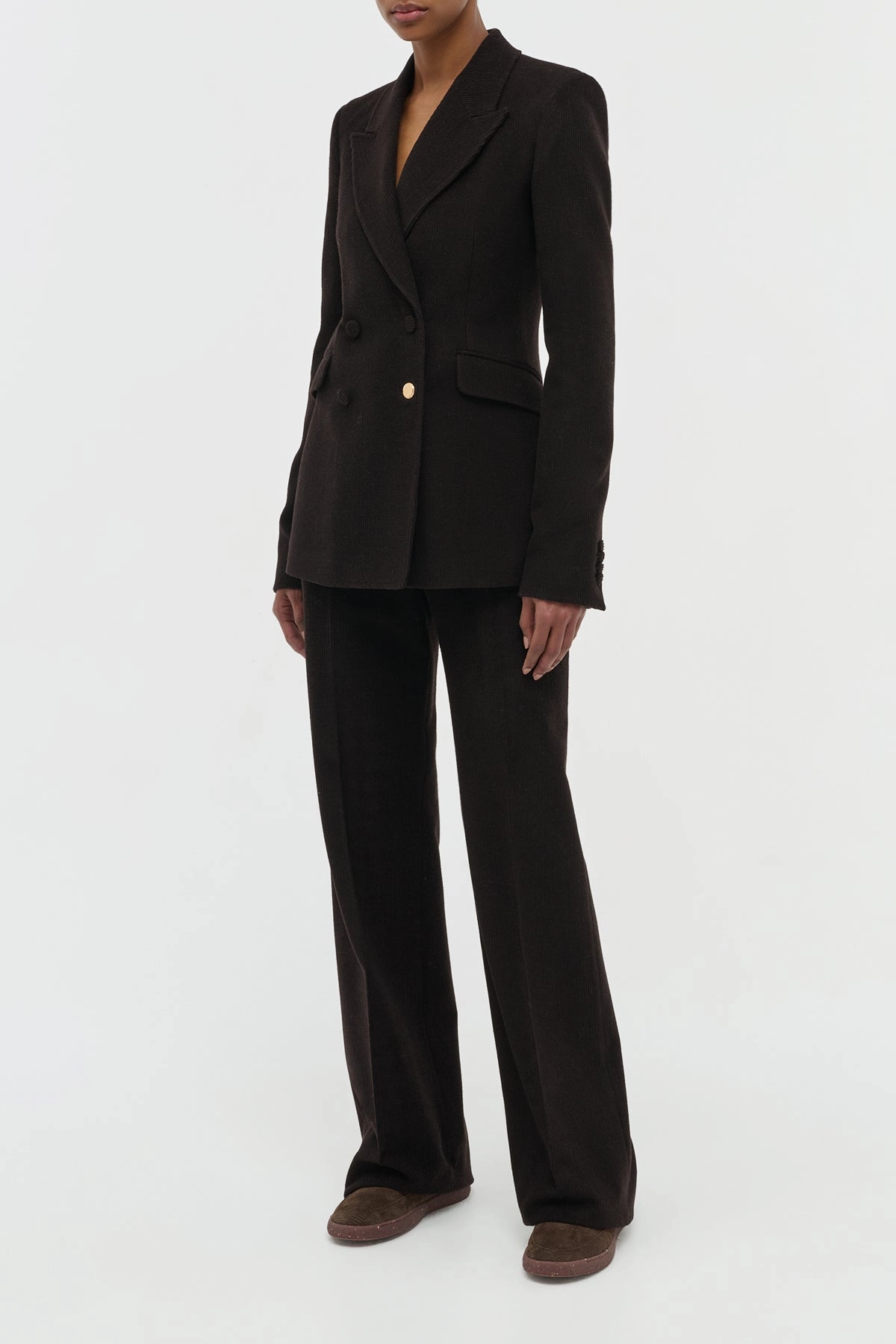 Effortless Design Layered Comfort Wear Vesta Pant in Chocolate Fine Cashmere Corduroy
