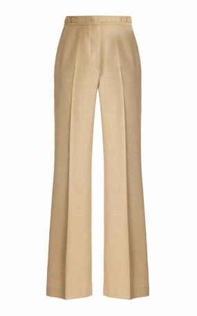 Vesta Pant in Hay Virgin Wool and Silk Linen Versatile Comfort