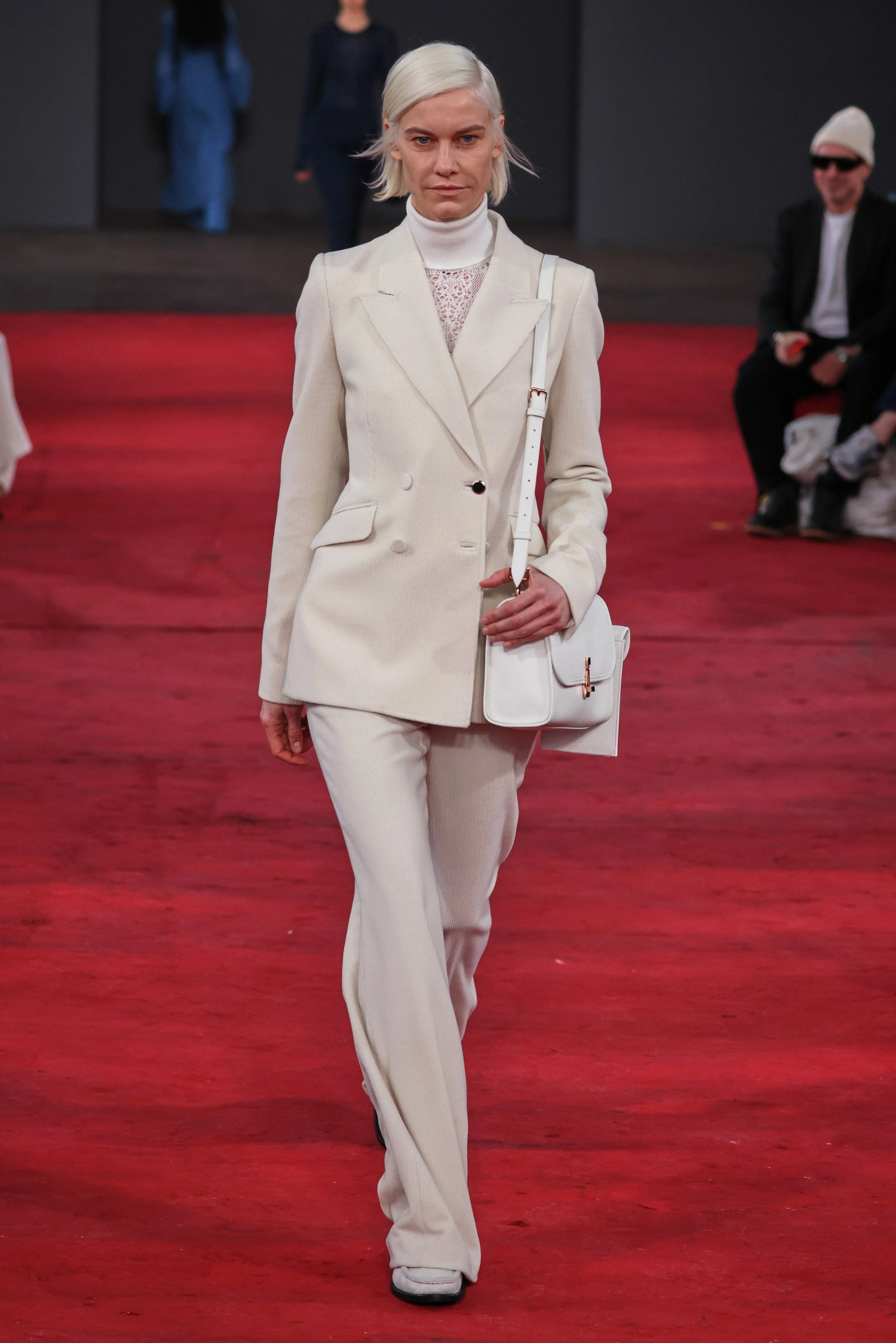 Elegant Wearability Relaxed Look Vesta Pant in Ivory Cashmere Corduroy