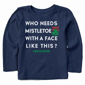HighThreadCount Easy Wear Who Needs Mistletoe Long Sleeve Toddler Crusher Tee