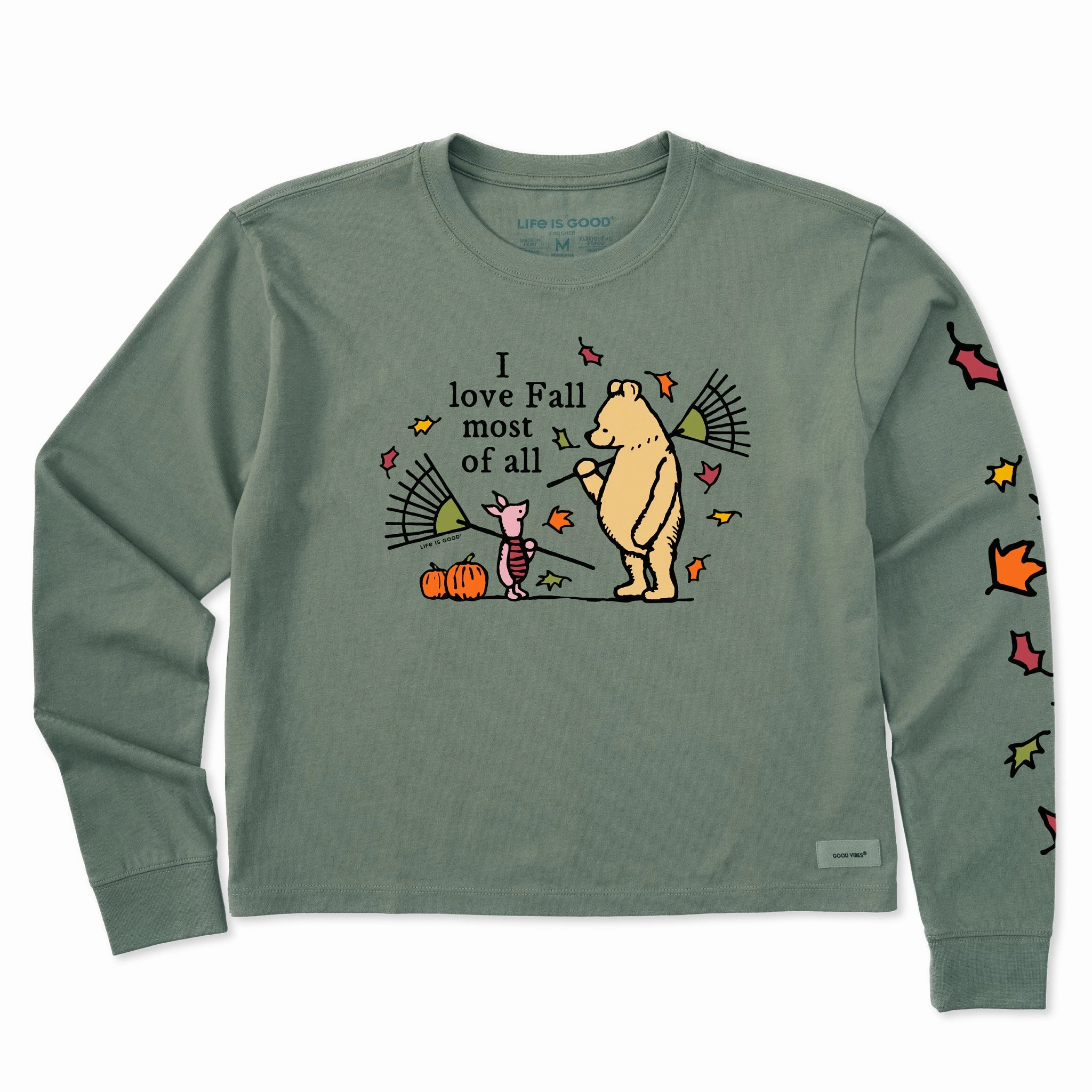 Women's Winnie I love Fall Most of All Long Sleeve Crusher Boxy Tee Timeless Style