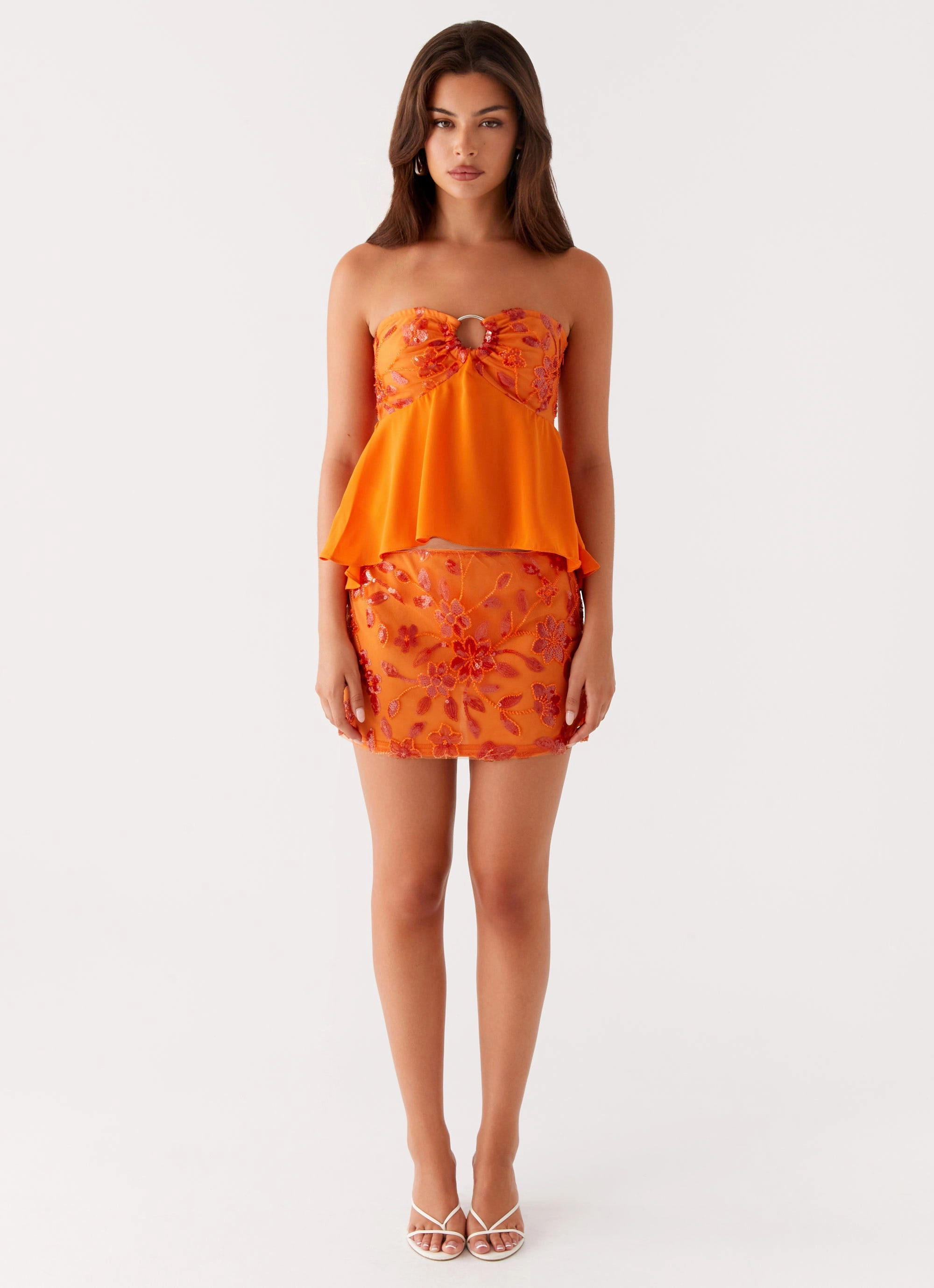 Innovative Fabric Kenya Beaded Mini Skirt - Orange