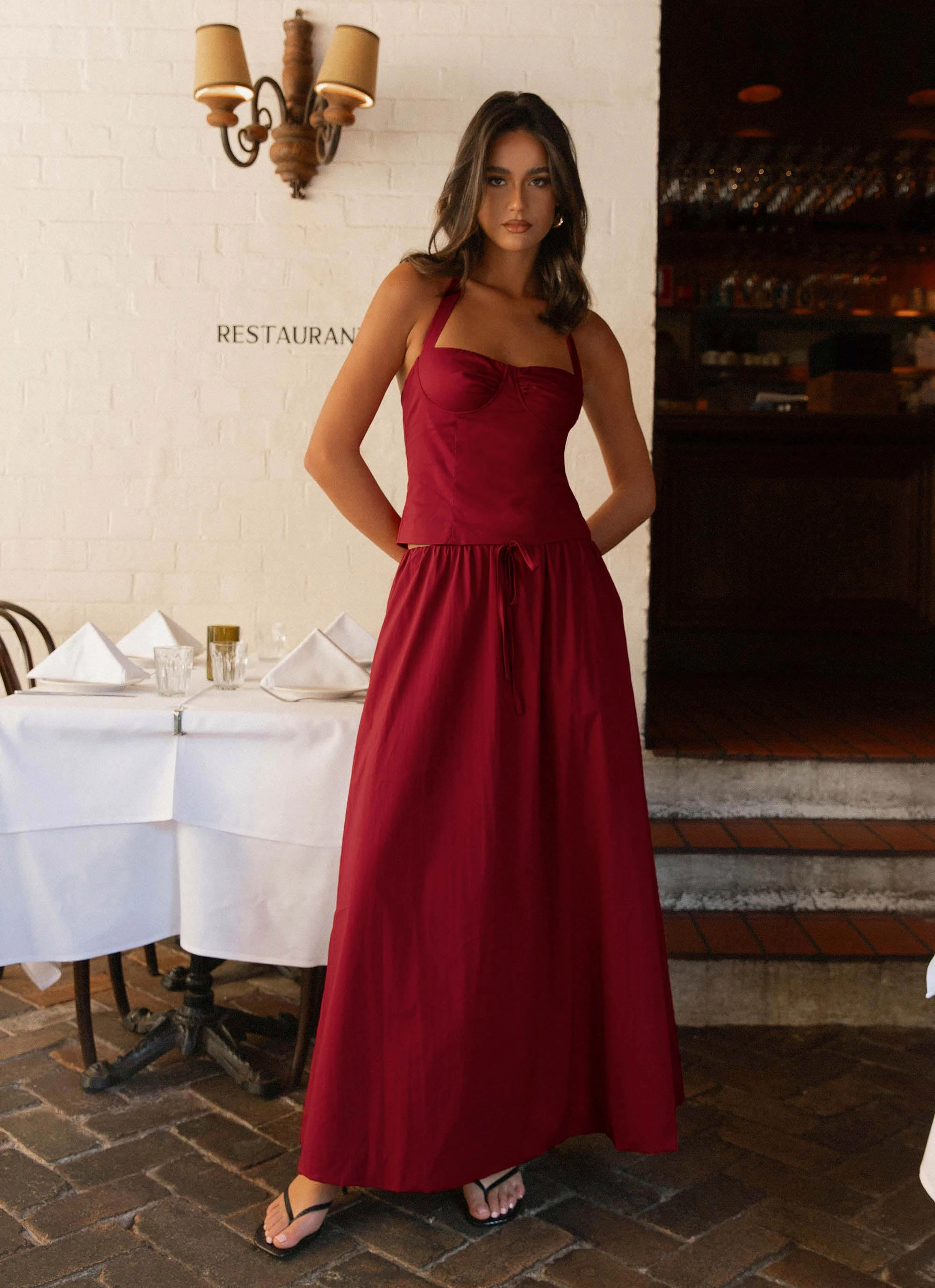 high contrast Cheryl Maxi Skirt - Cherry Red