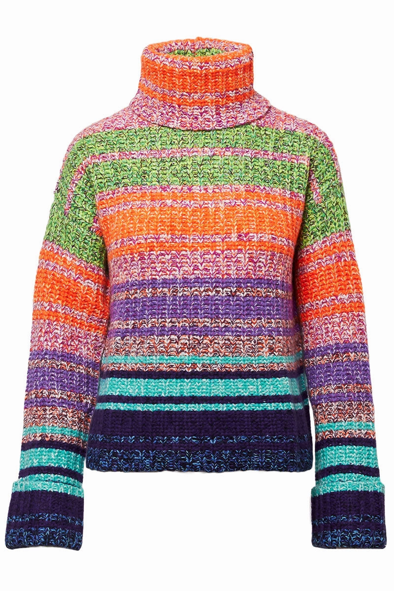 Micro Gauge Knitting Layered Must-Have Gradient Marled Cowl Neck