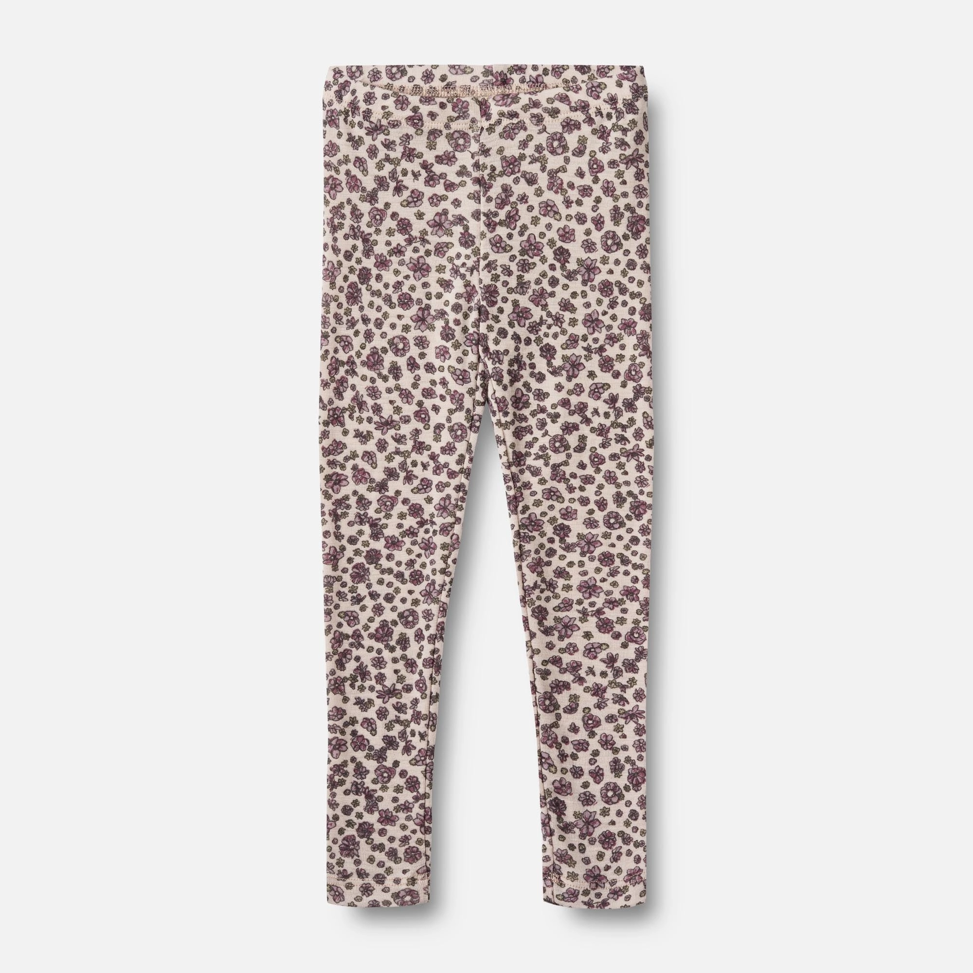 Wool Leggings Agi - autumn flowers Antibacterial Treatment