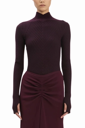 Ribbed Long Sleeve Knit Polo Relaxed Wearable