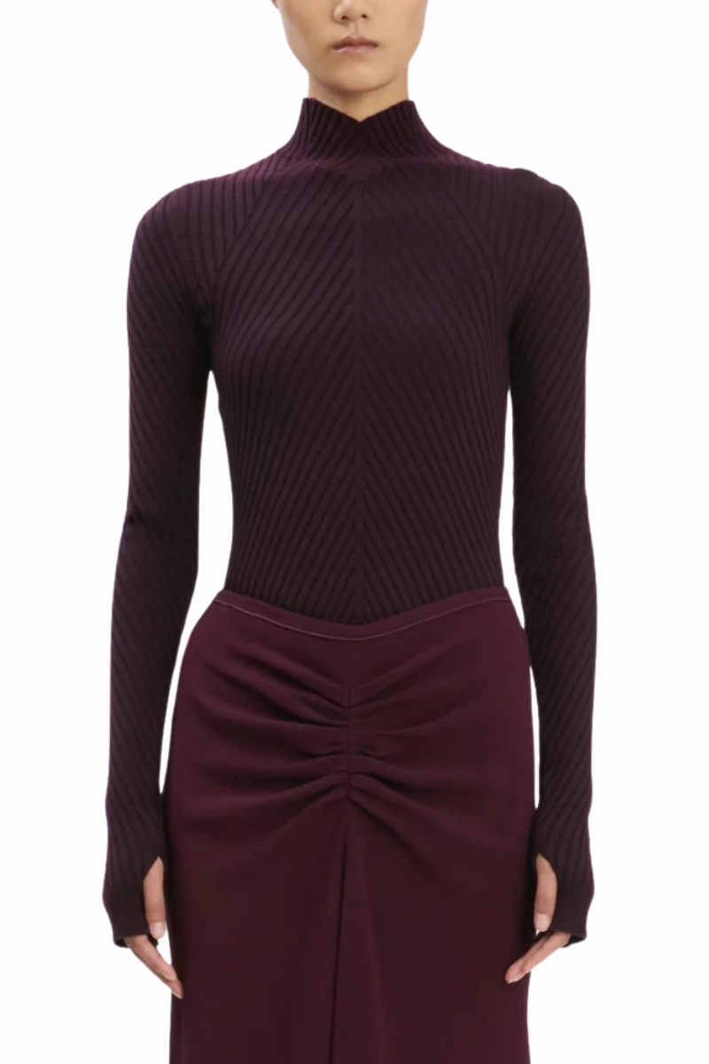 Ribbed Long Sleeve Knit Polo Comfort Knit Piece Knitted Comfort