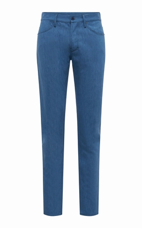 Perfect Silhouette Anthony Five Pocket Pant in Light Blue Cotton Linen Denim