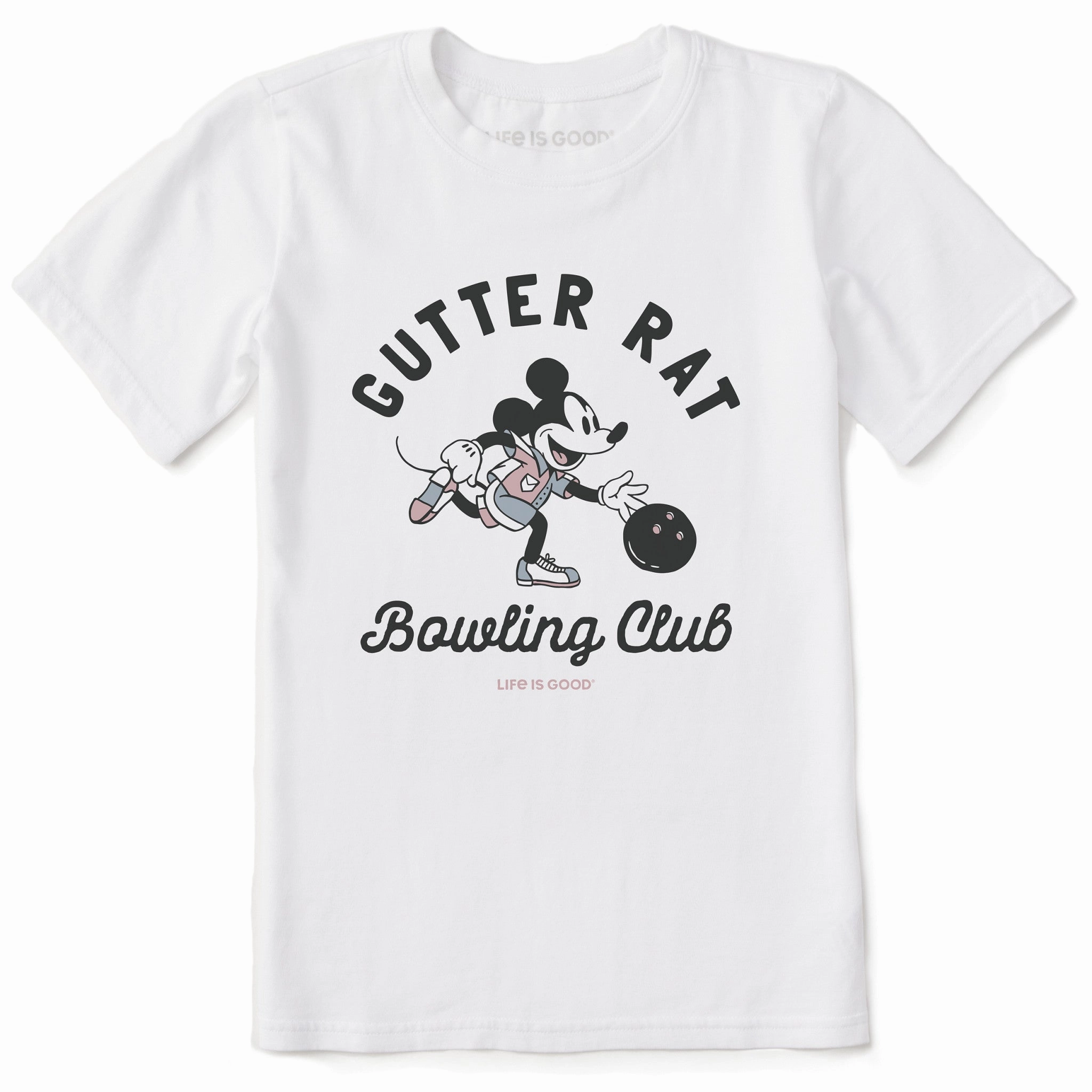 Quick Access Fun and Playful Kids Gutter Rat Bowling Club Short Sleeve Crusher Tee