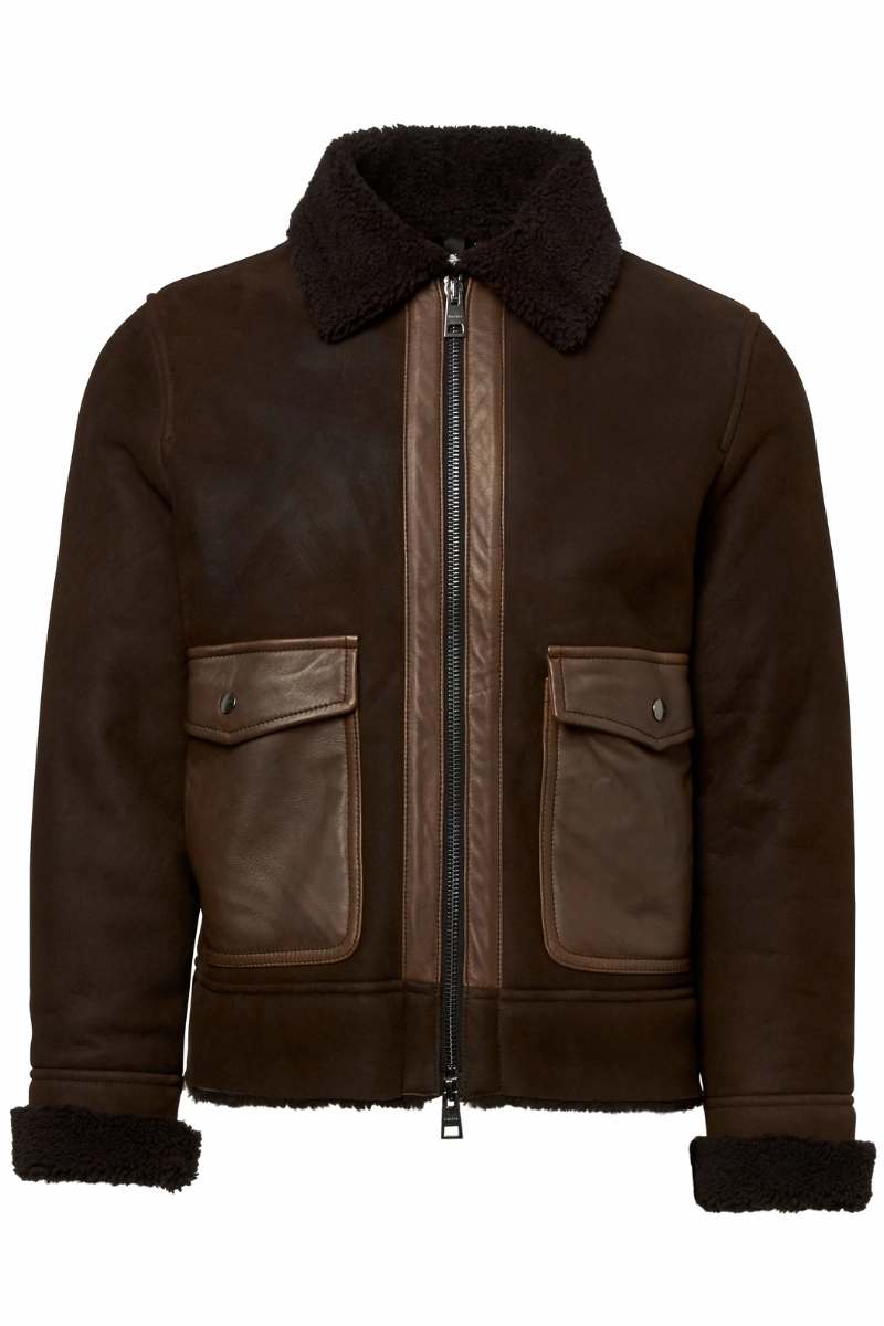 Attention Waxed Shearling Bomber Jacket