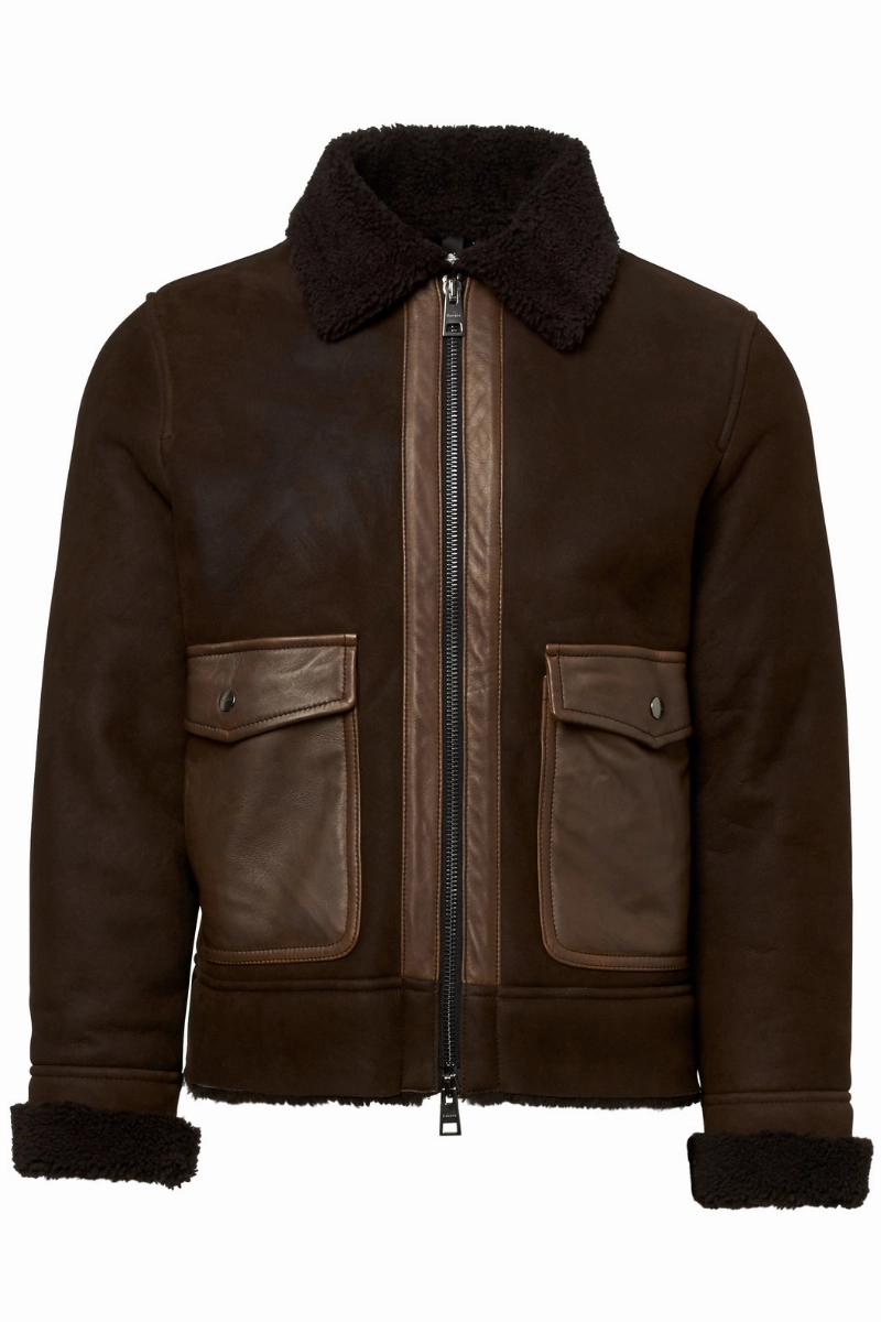 Waxed Shearling Bomber Jacket Modular Layering