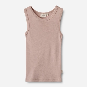 Wool Singlet Iggy - dry rose Luminous Thread Accents Ribbed Hemline