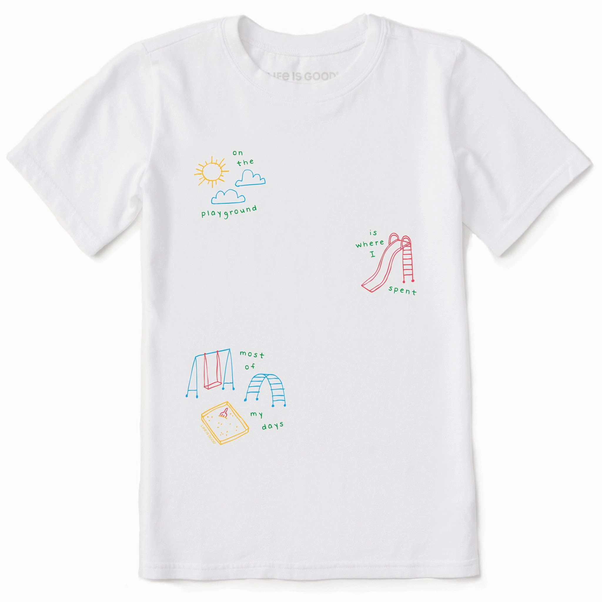 Comfy and Soft Flexible Ribbed Cuffs Kids On the Playground Short Sleeve Crusher Tee