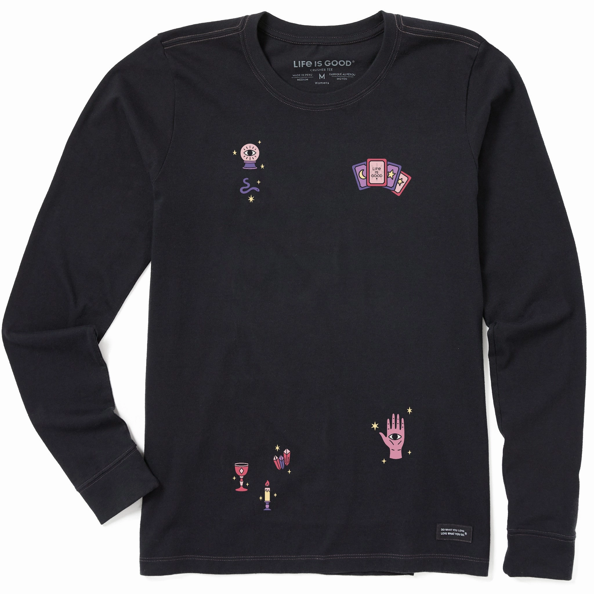 Women's Fortune Teller Long Sleeve Crusher Tee Active Layering Classic Crew Neck