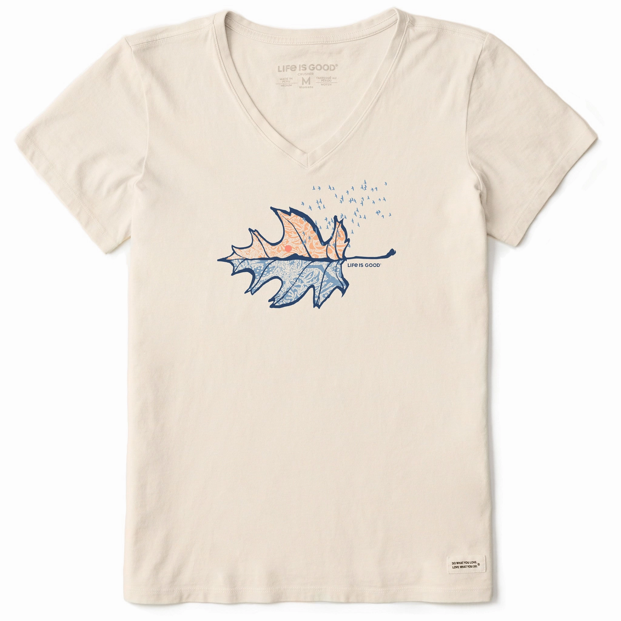 Timeless Top Women's Autumn Leafscape Short Sleeve Crusher Vee