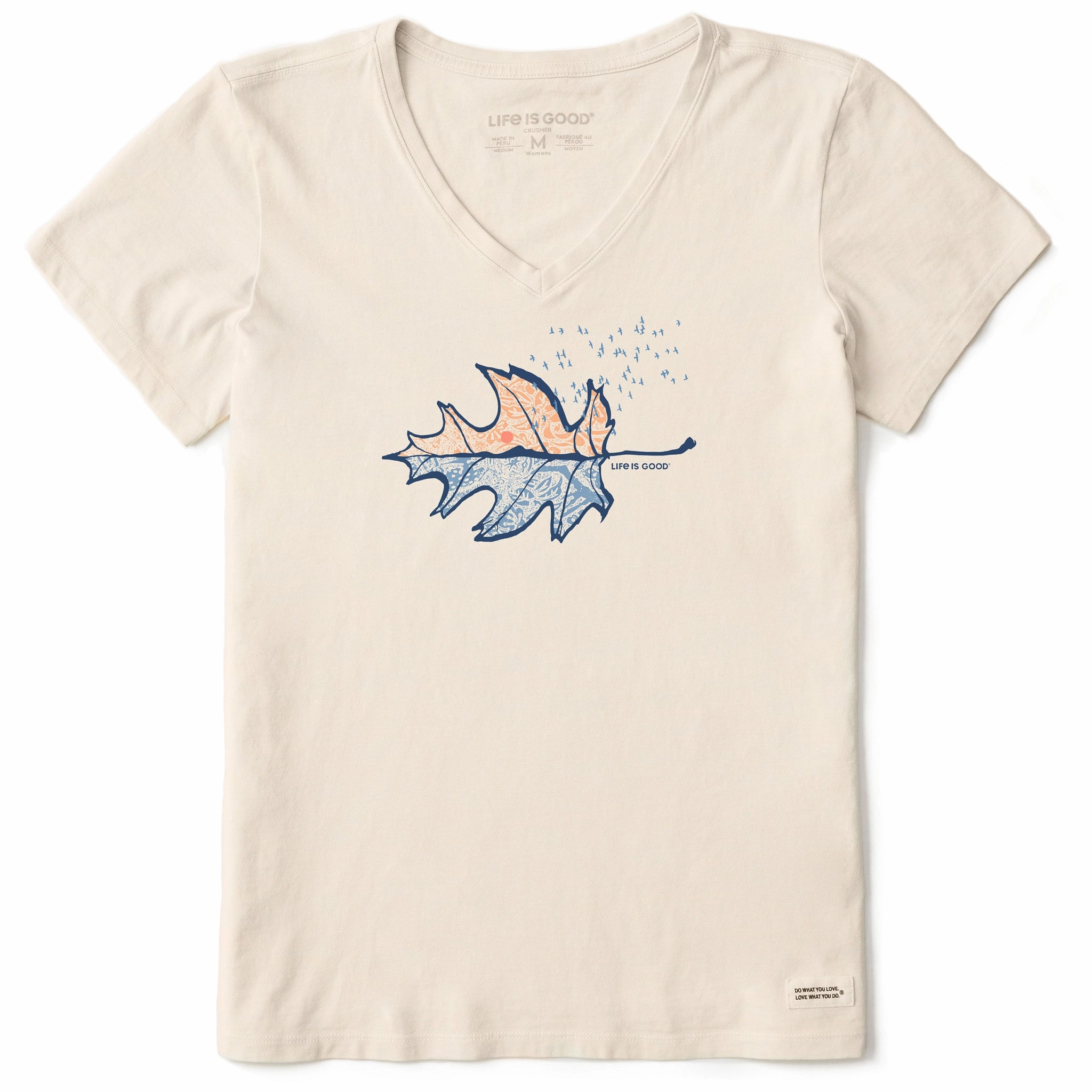 Women's Autumn Leafscape Short Sleeve Crusher Vee Easter